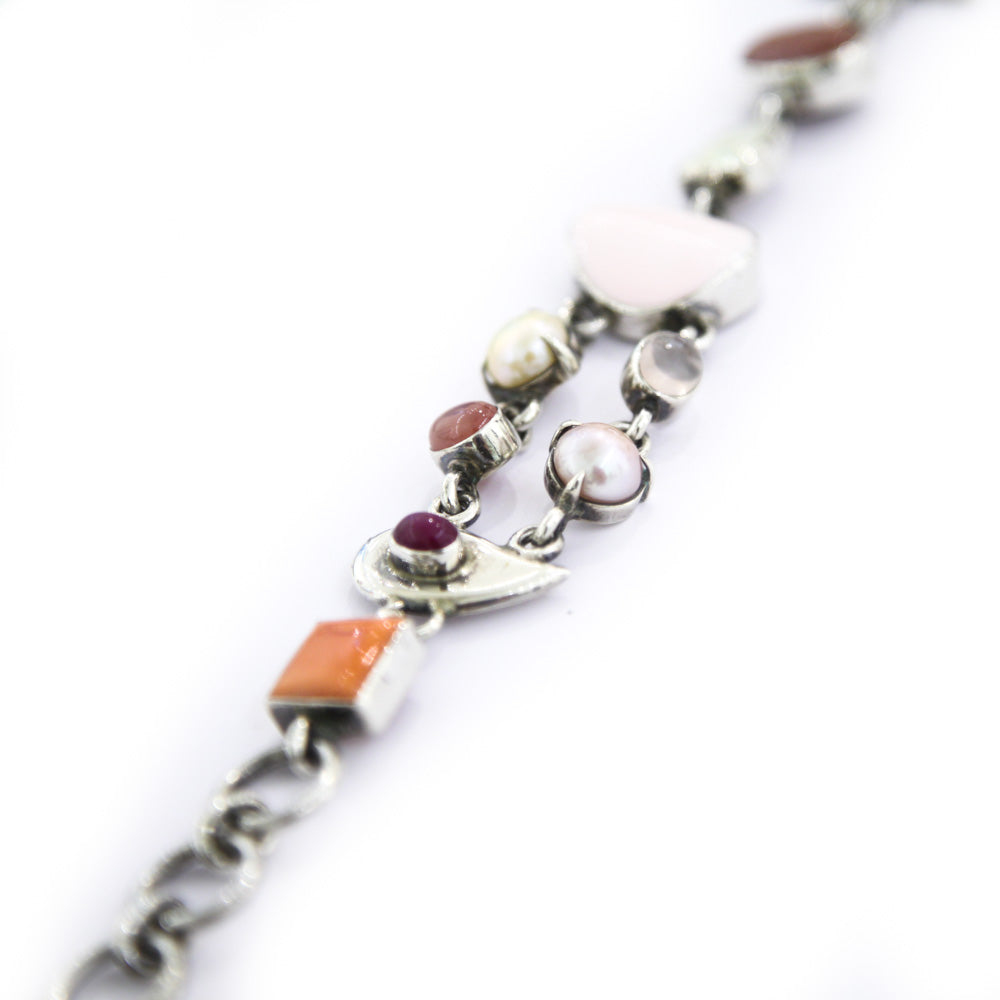 Silver Opal Quartz Ruby Bead | Bracelet | made in Italy