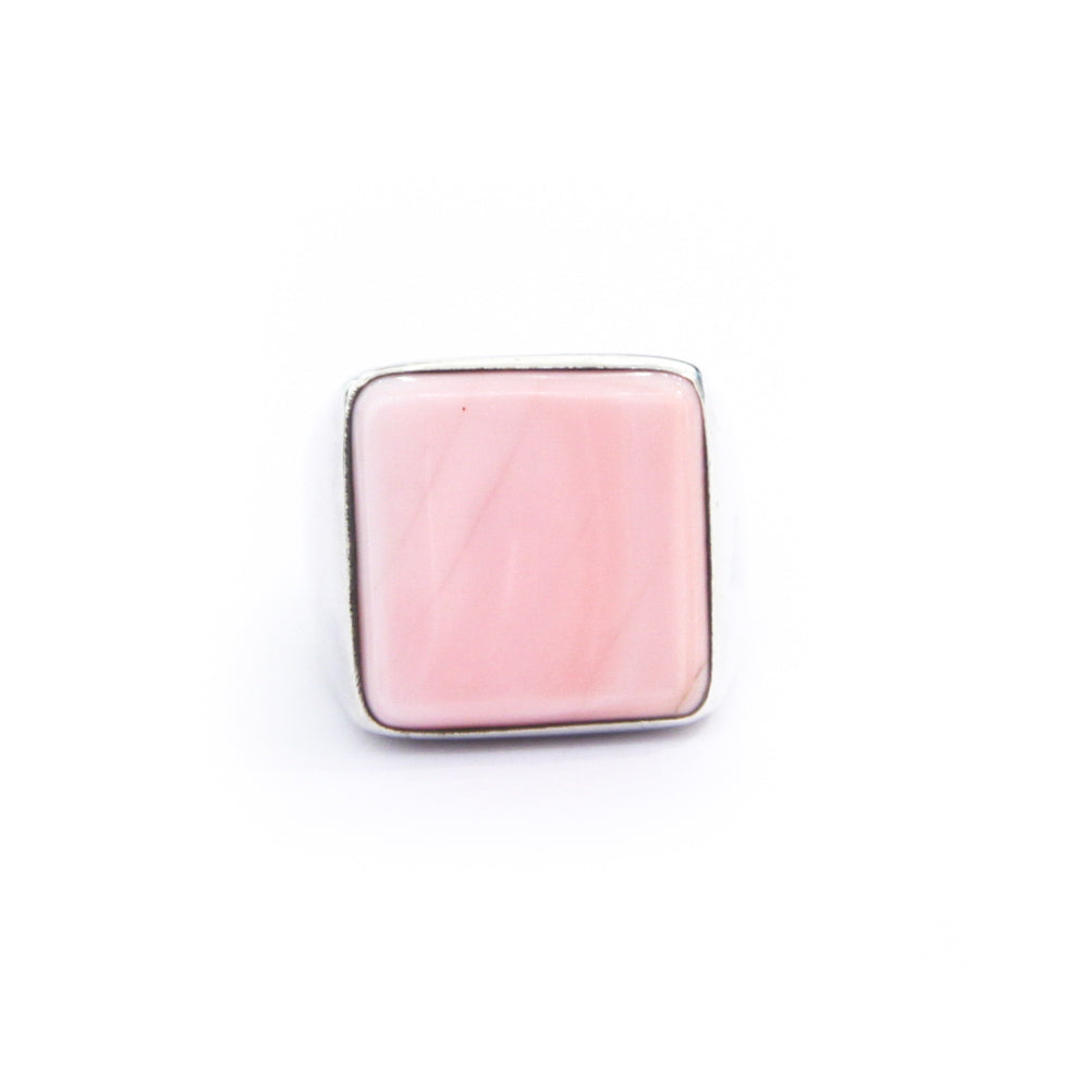 Anello con pietra rosa - misura USA 7