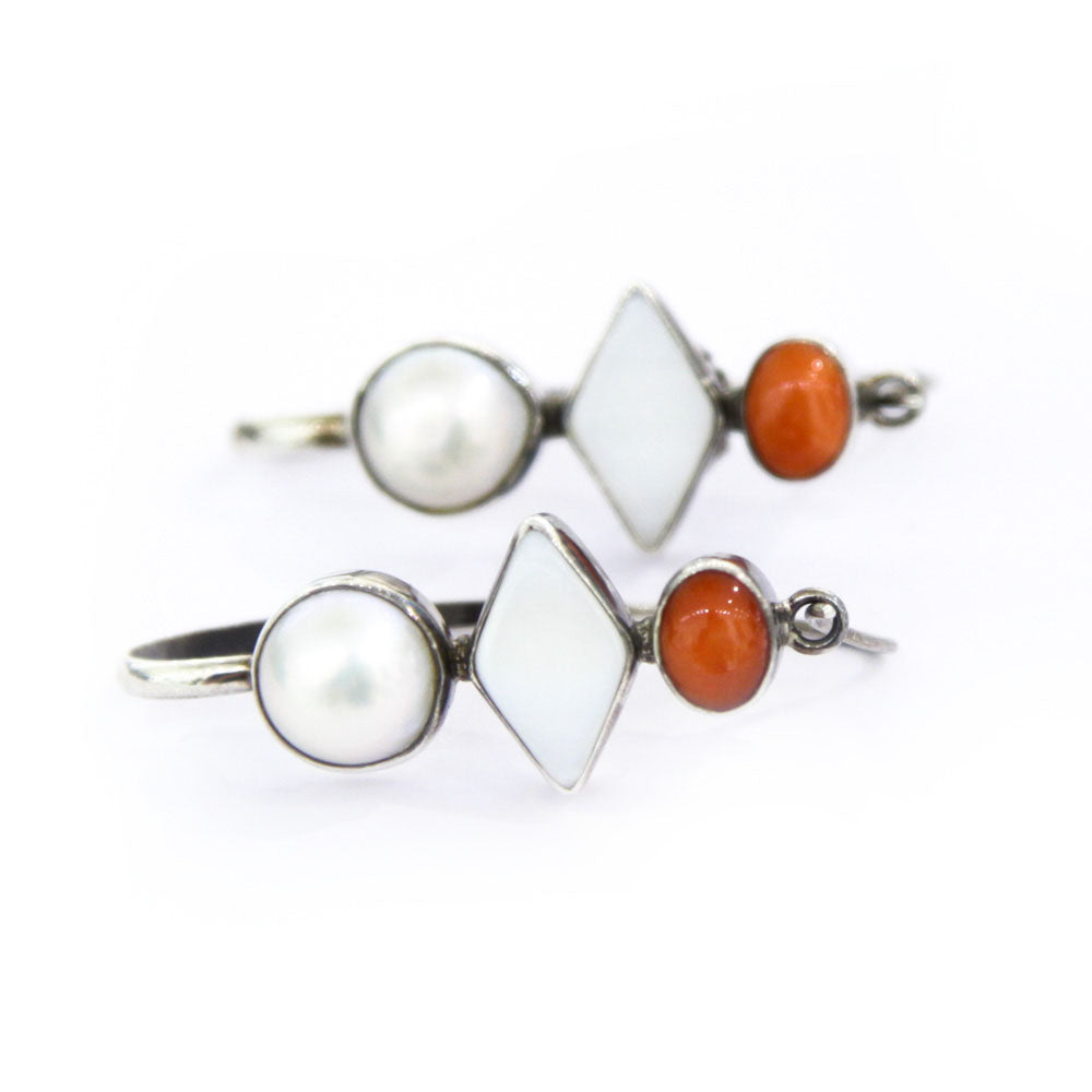 Boucles d'oreilles en argent avec corail