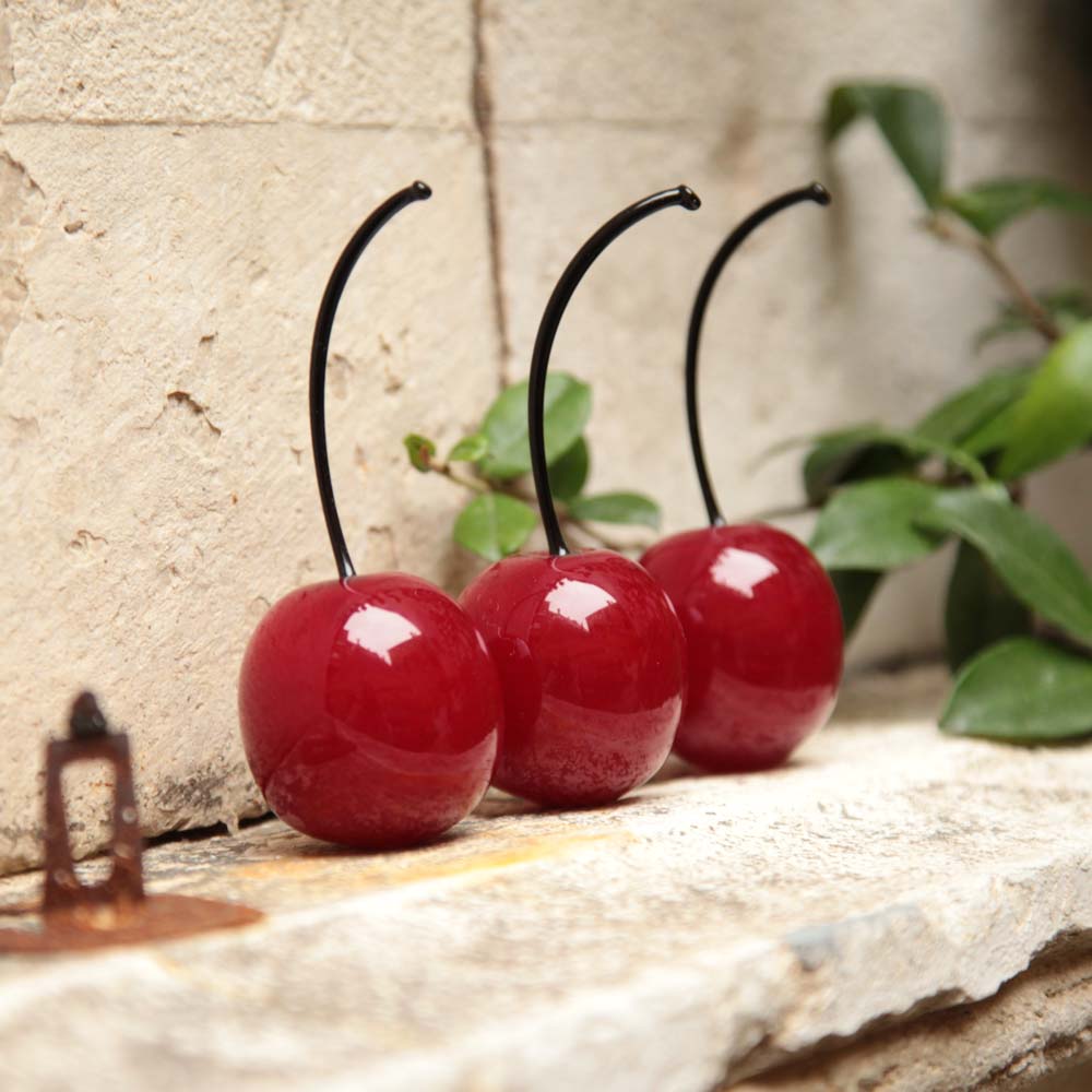 Set of Three Glass Cherries - Big Size