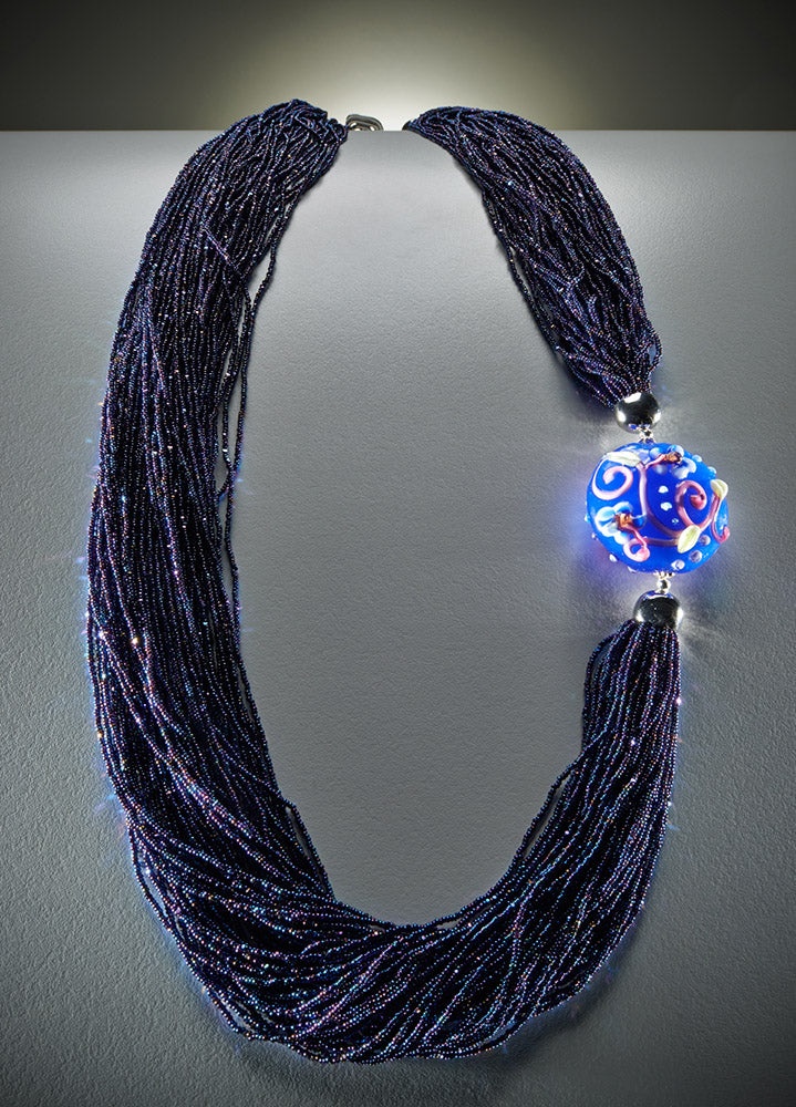 Collier Luminosa avec perle - Indigo