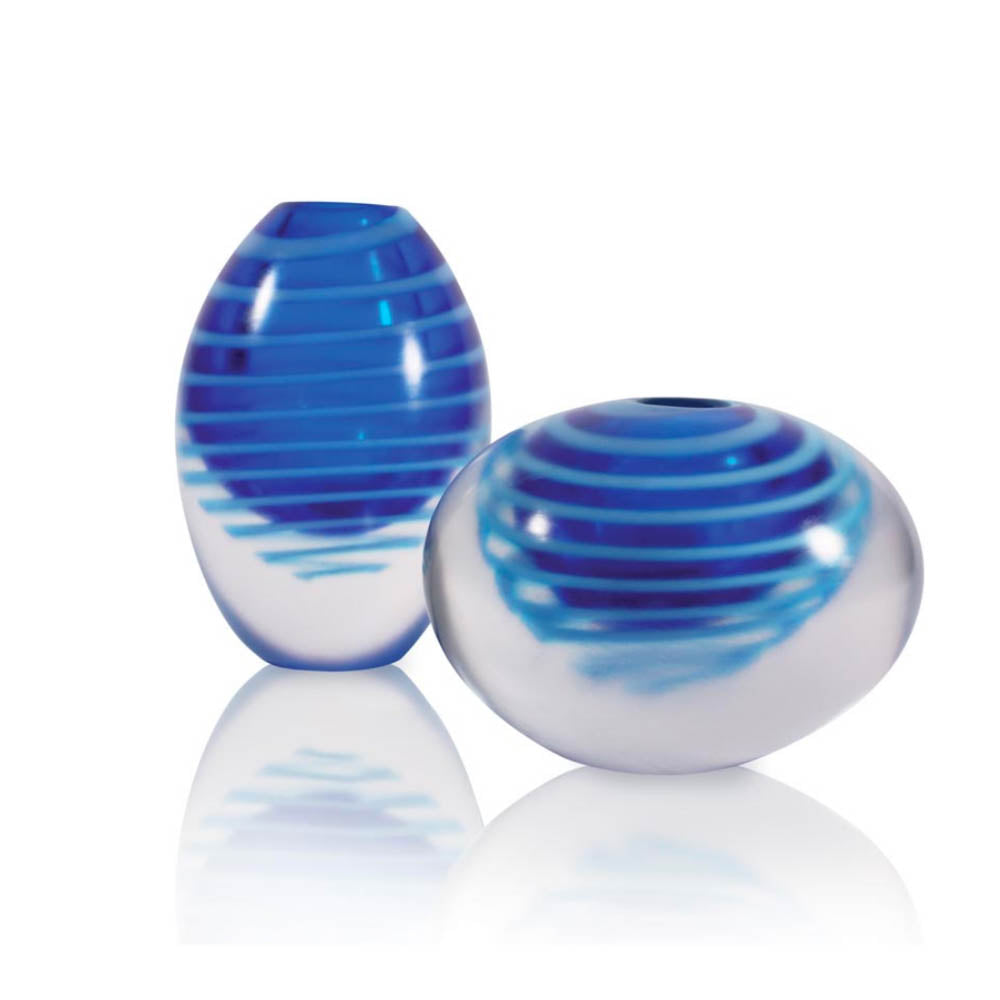 sommerso murano glass spiral spyral blu vase fornace mia formia