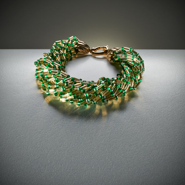 Bracciale Luminosa Baguette - Oro e verde