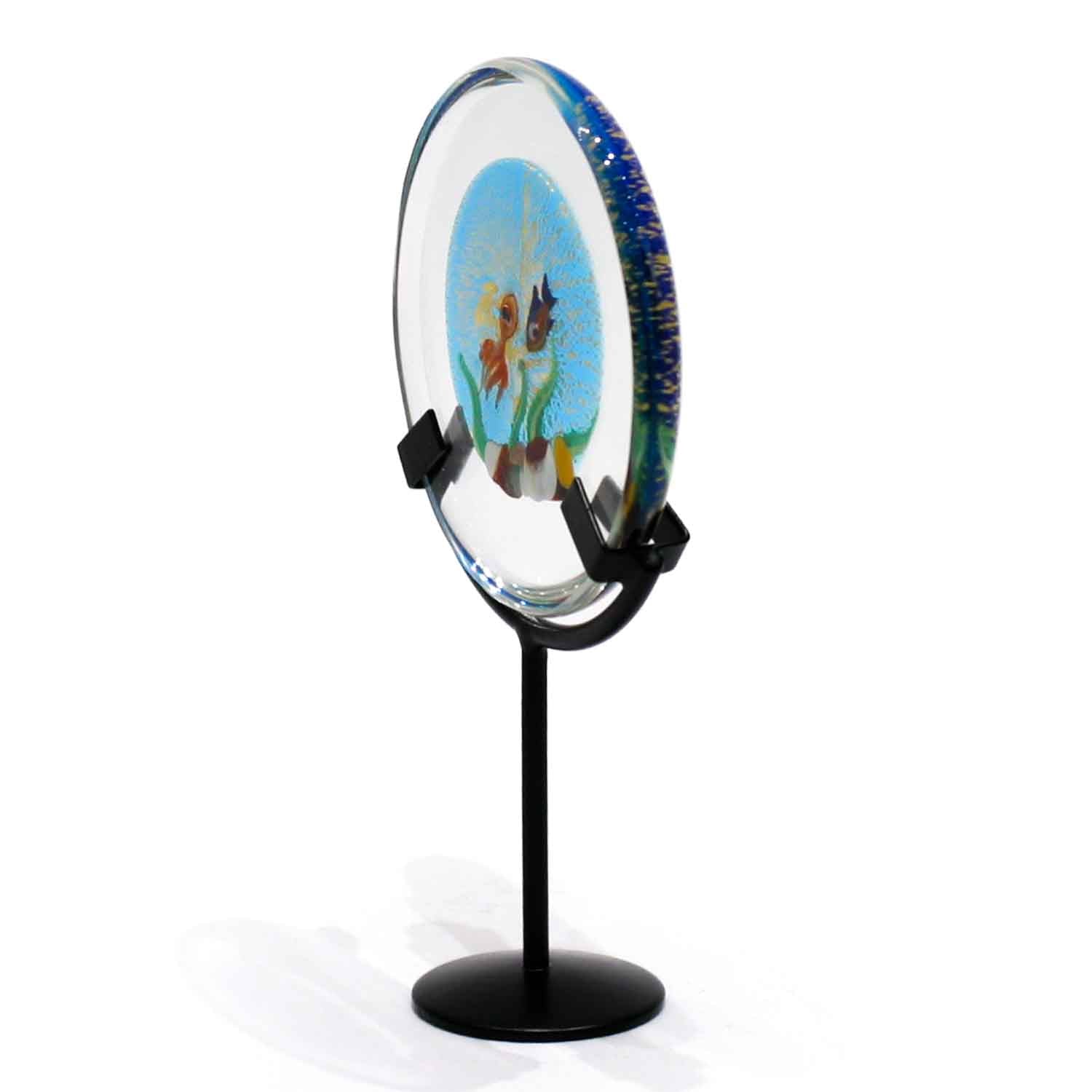 Aquarium with octopus disc on metal stand miniature