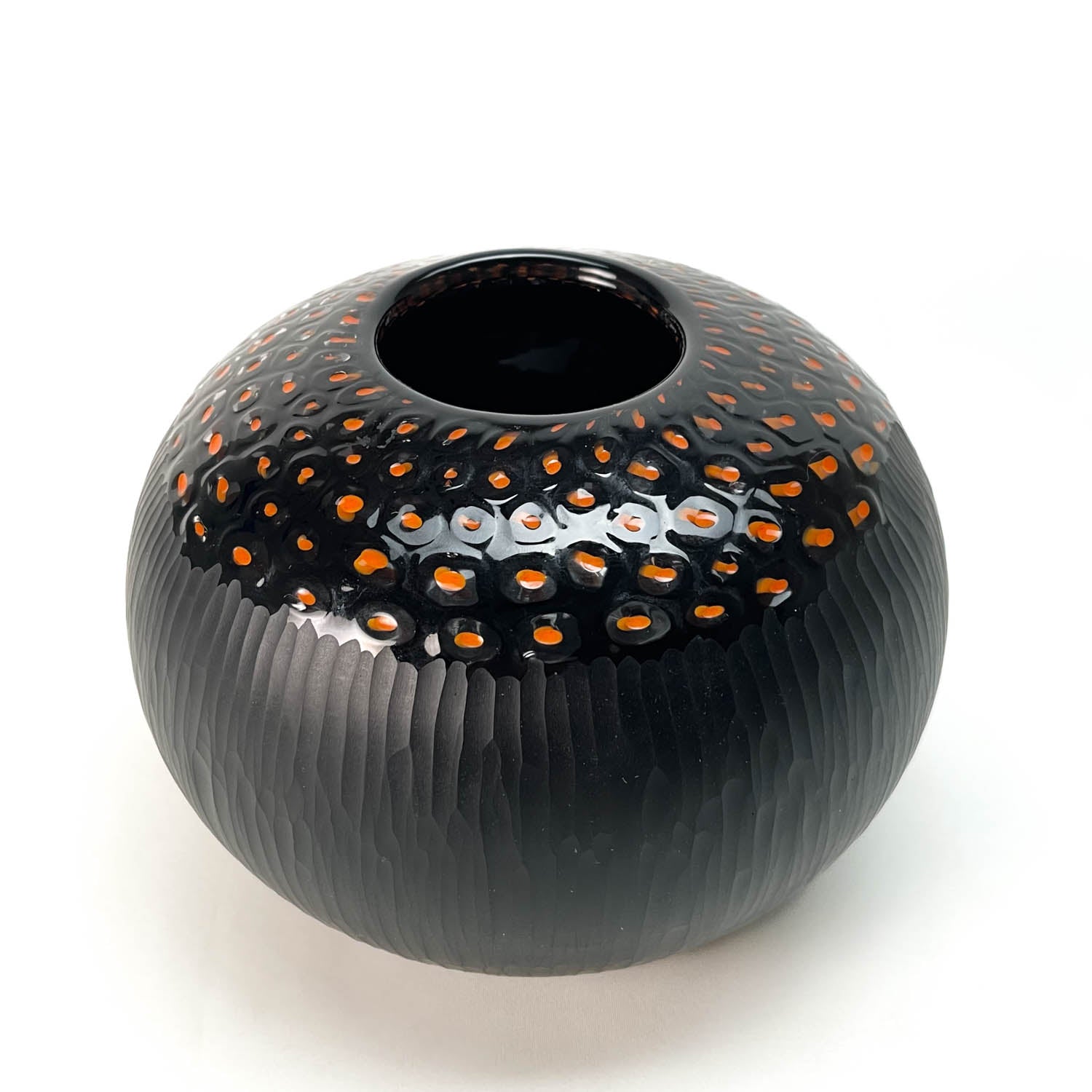 Vase en verre fantaisie - Orange et noir