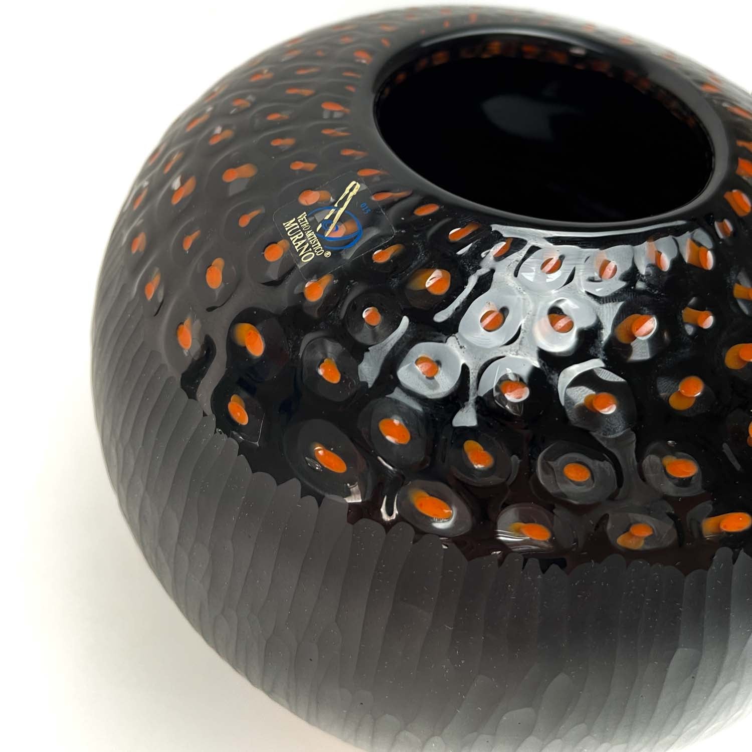 Fancy glass vase - Orange and black