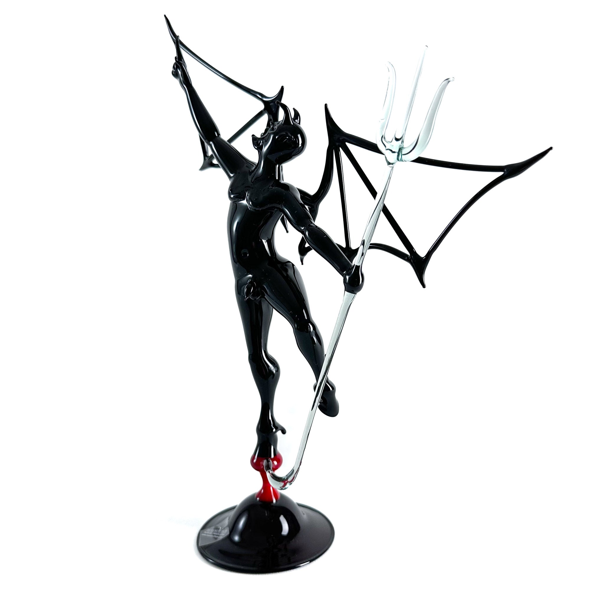 Black Devil with Wings and Trident - Murano Glass