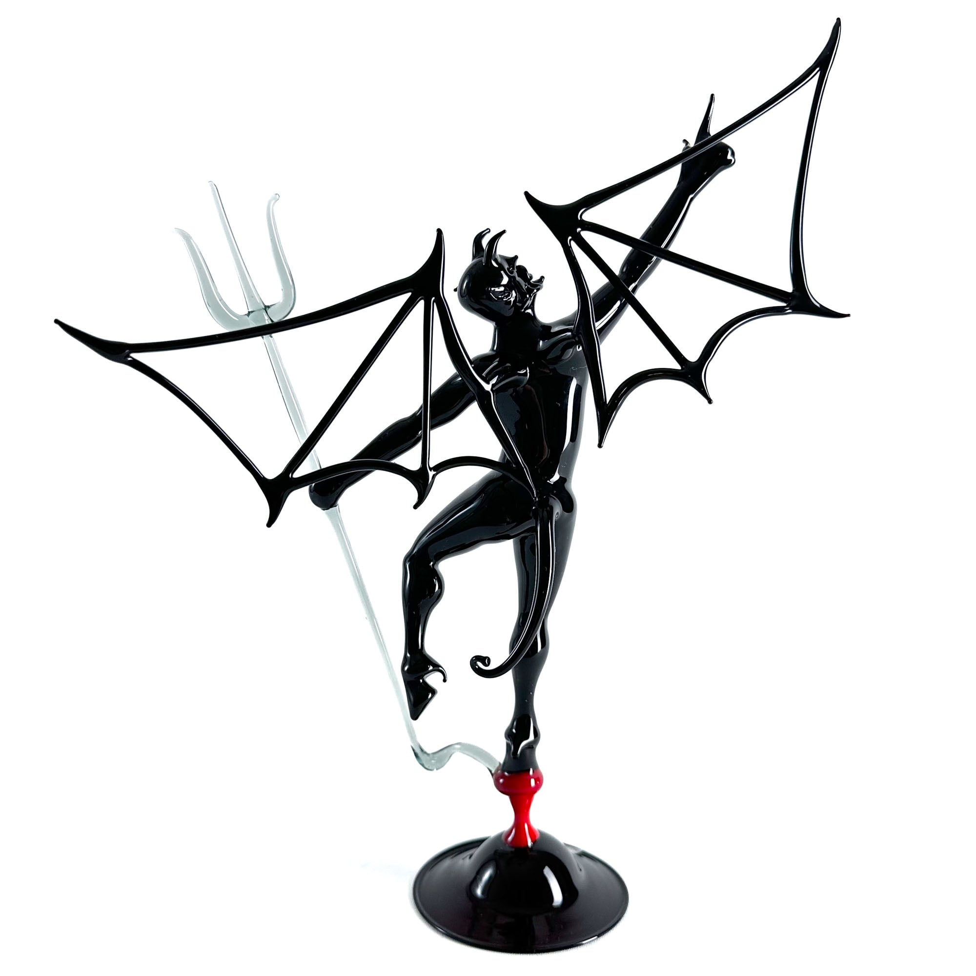 Black Devil with Wings and Trident - Murano Glass