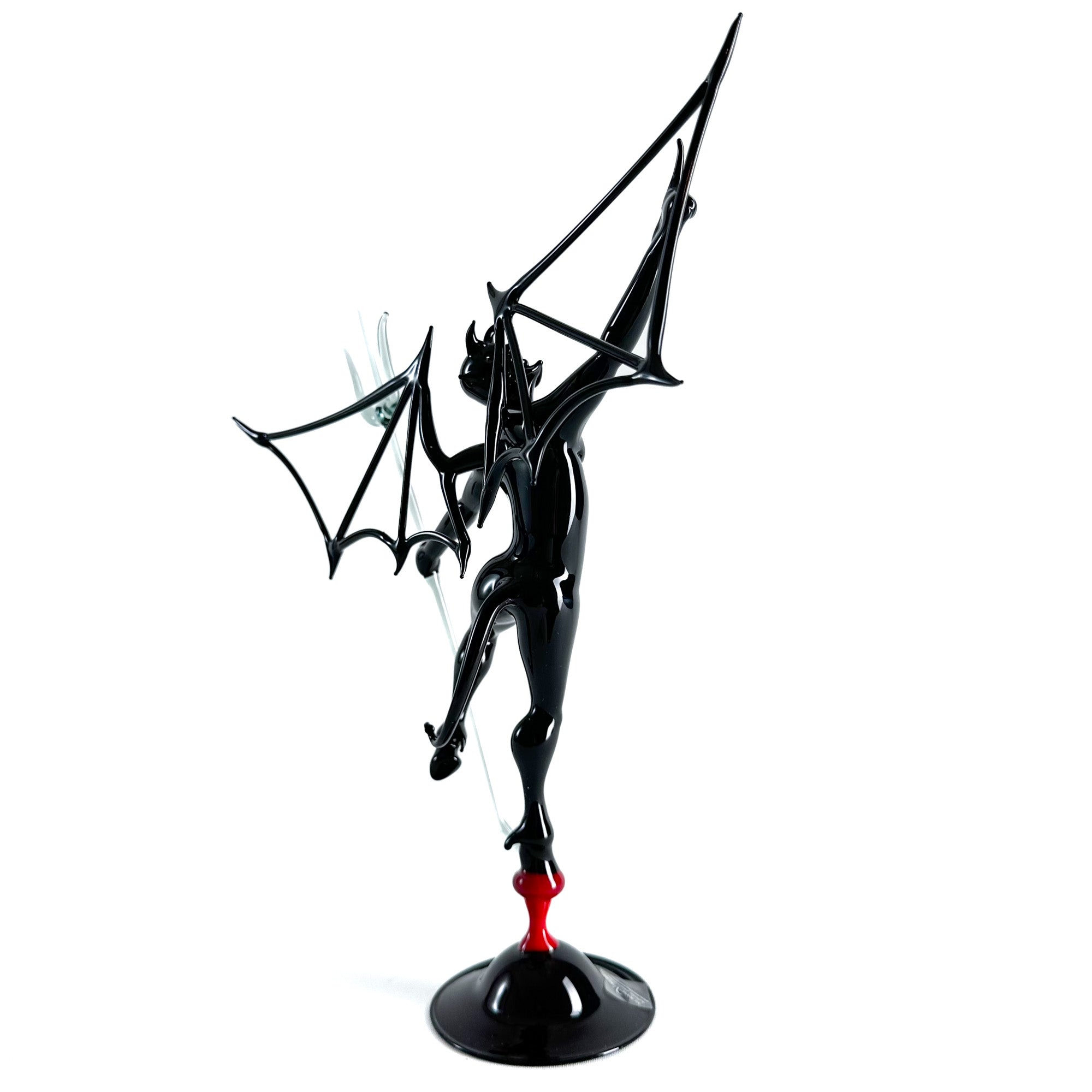 Black Devil with Wings and Trident - Murano Glass