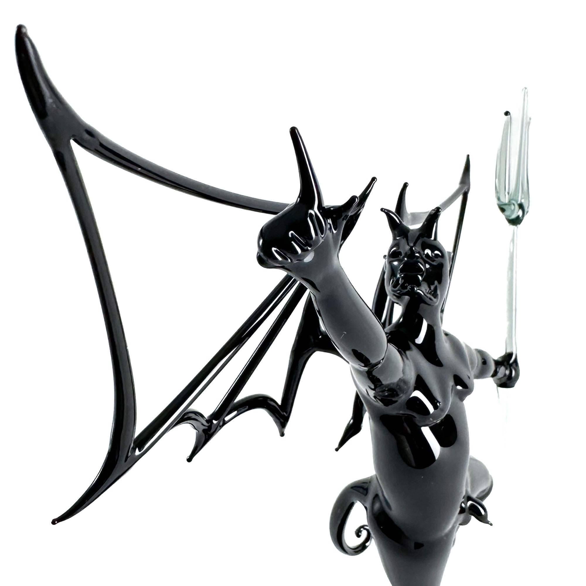 Black Devil with Wings and Trident - Murano Glass