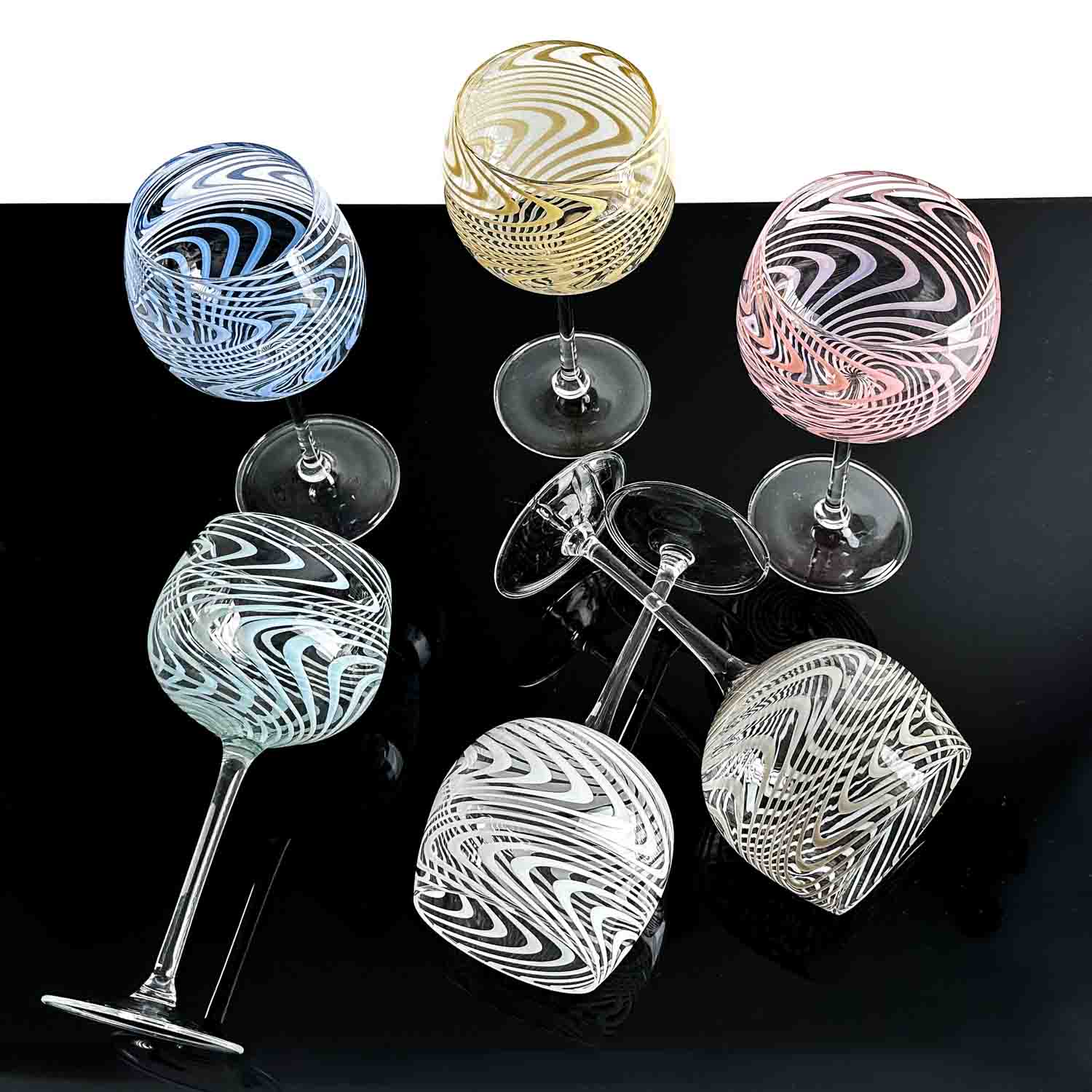 Twist wine glasses, set of two - Murano Glass