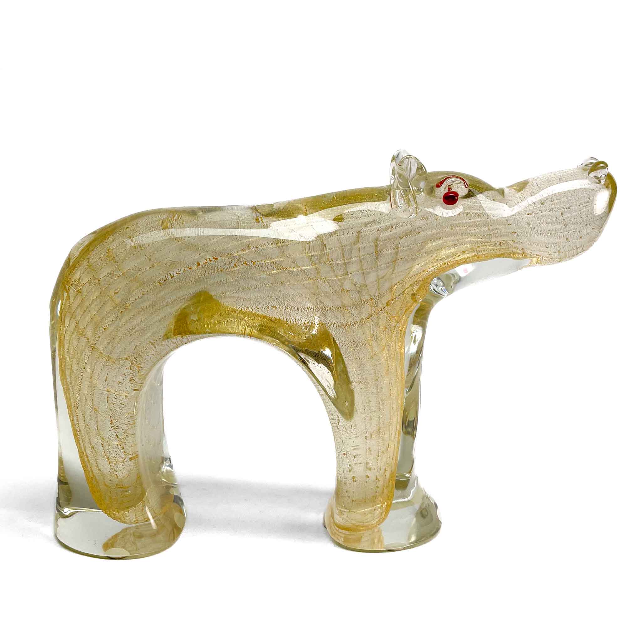 Hippopotamus with Gold Leaf - Murano Glass