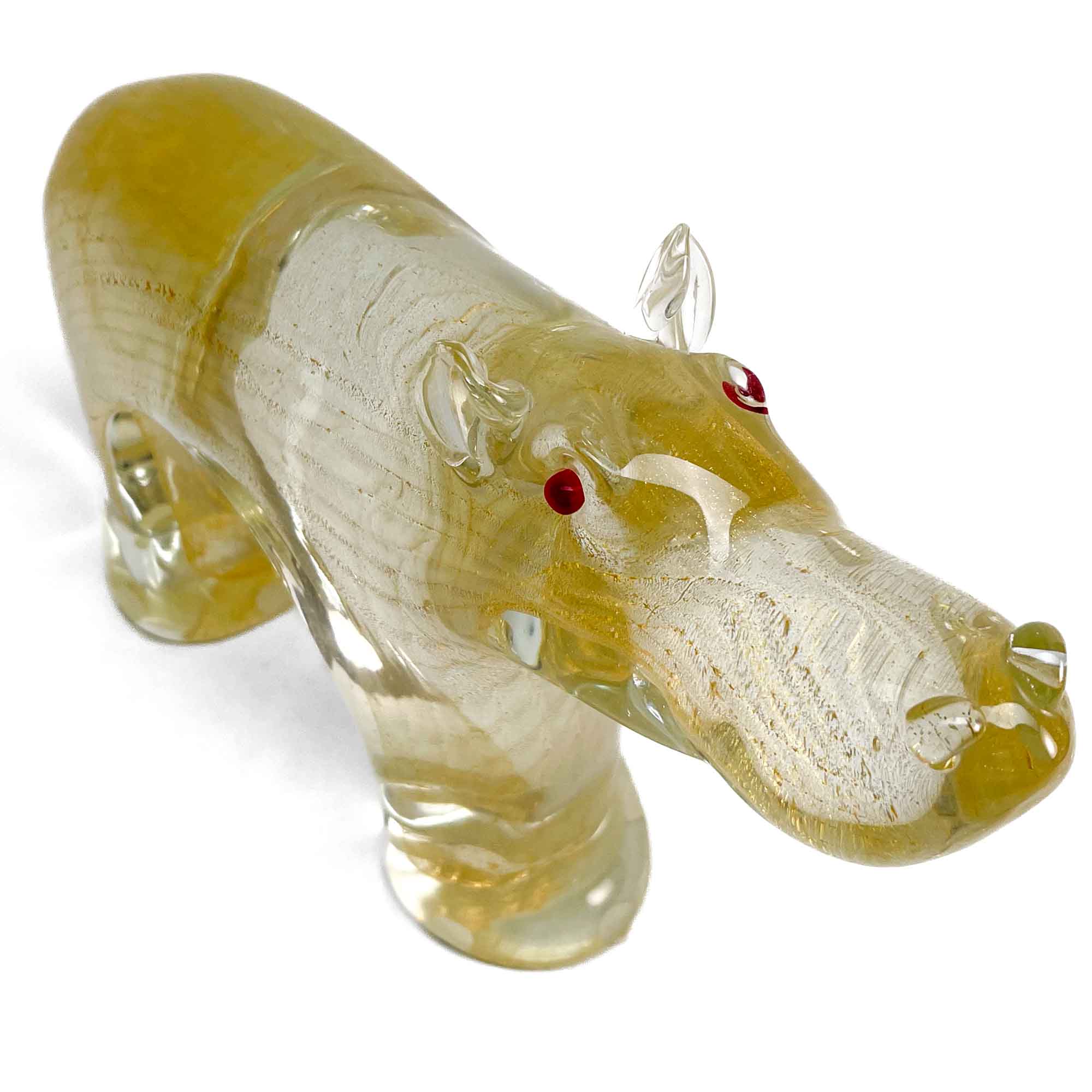 Hippopotamus with Gold Leaf - Murano Glass