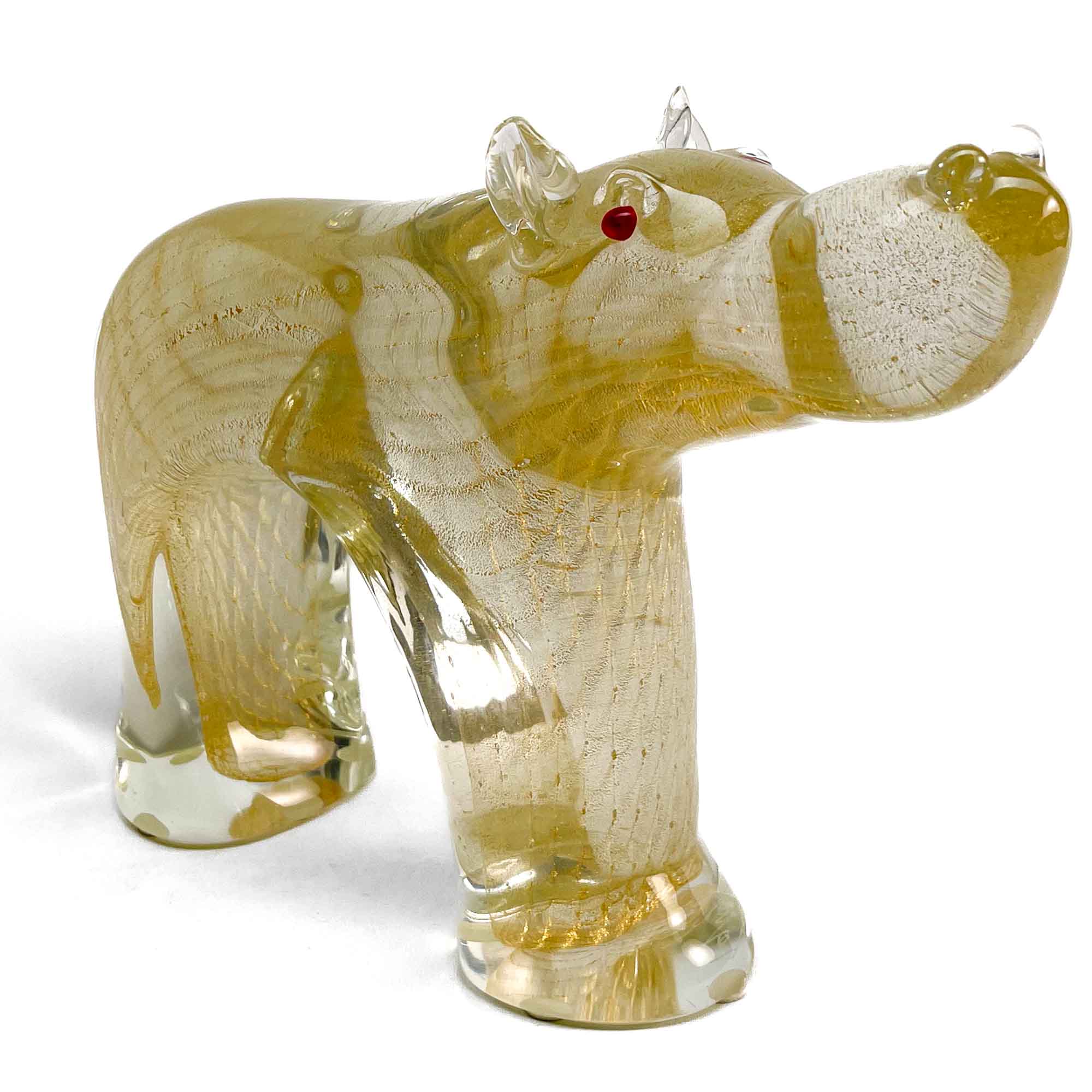 Hippopotamus with Gold Leaf - Murano Glass