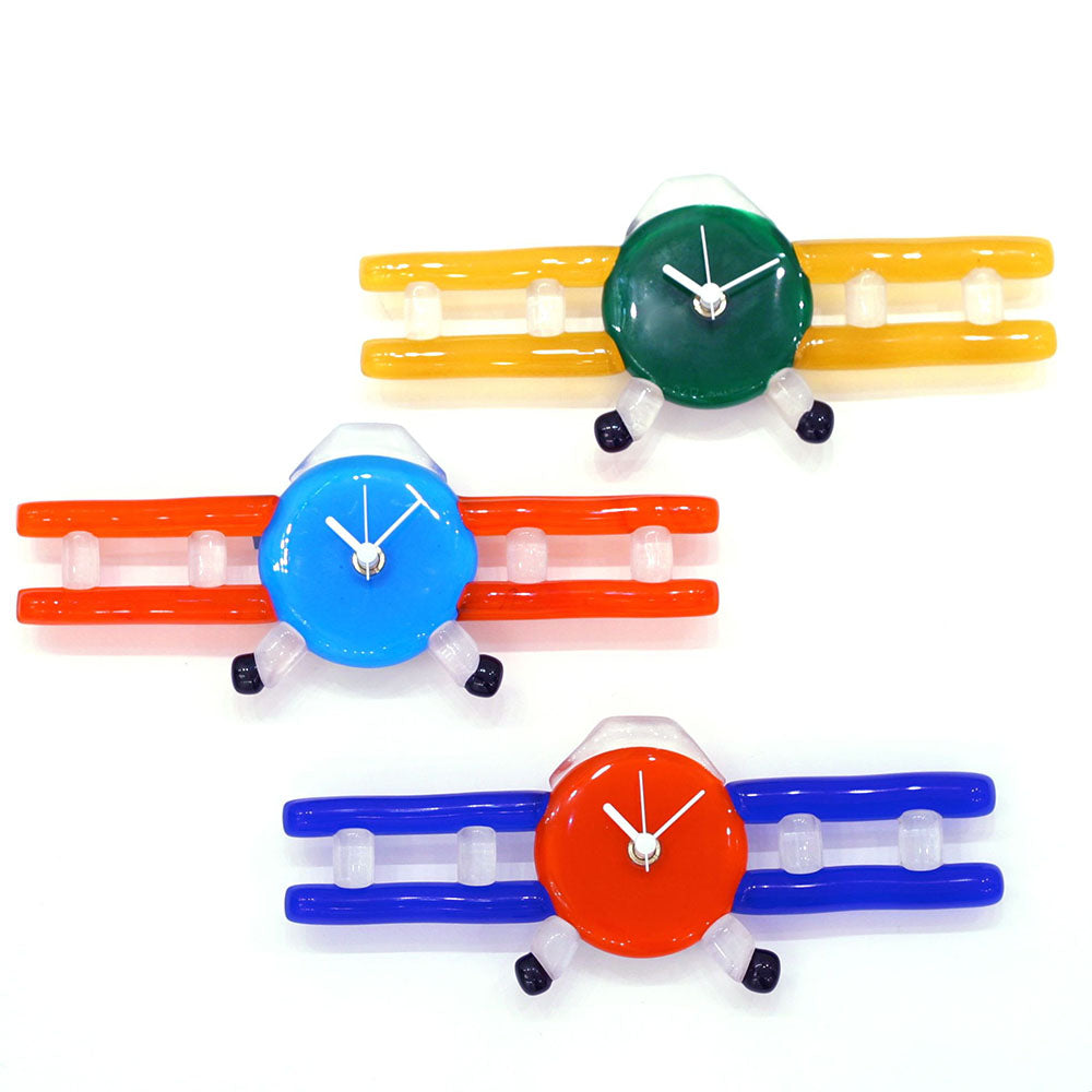 Wall clock - Biplane - Glass