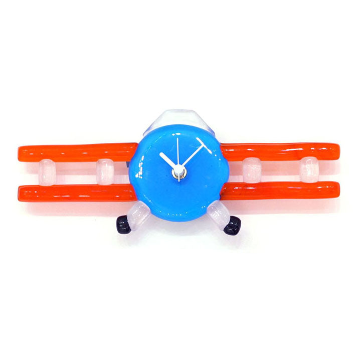 Wall clock - Biplane - Glass