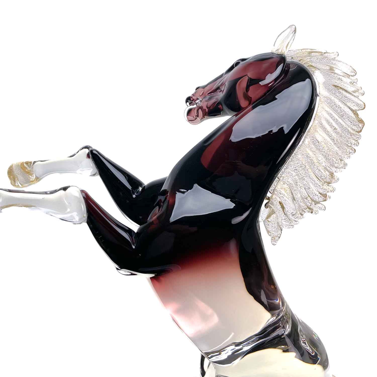 Verre de Murano | Cheval cabré Améthyste