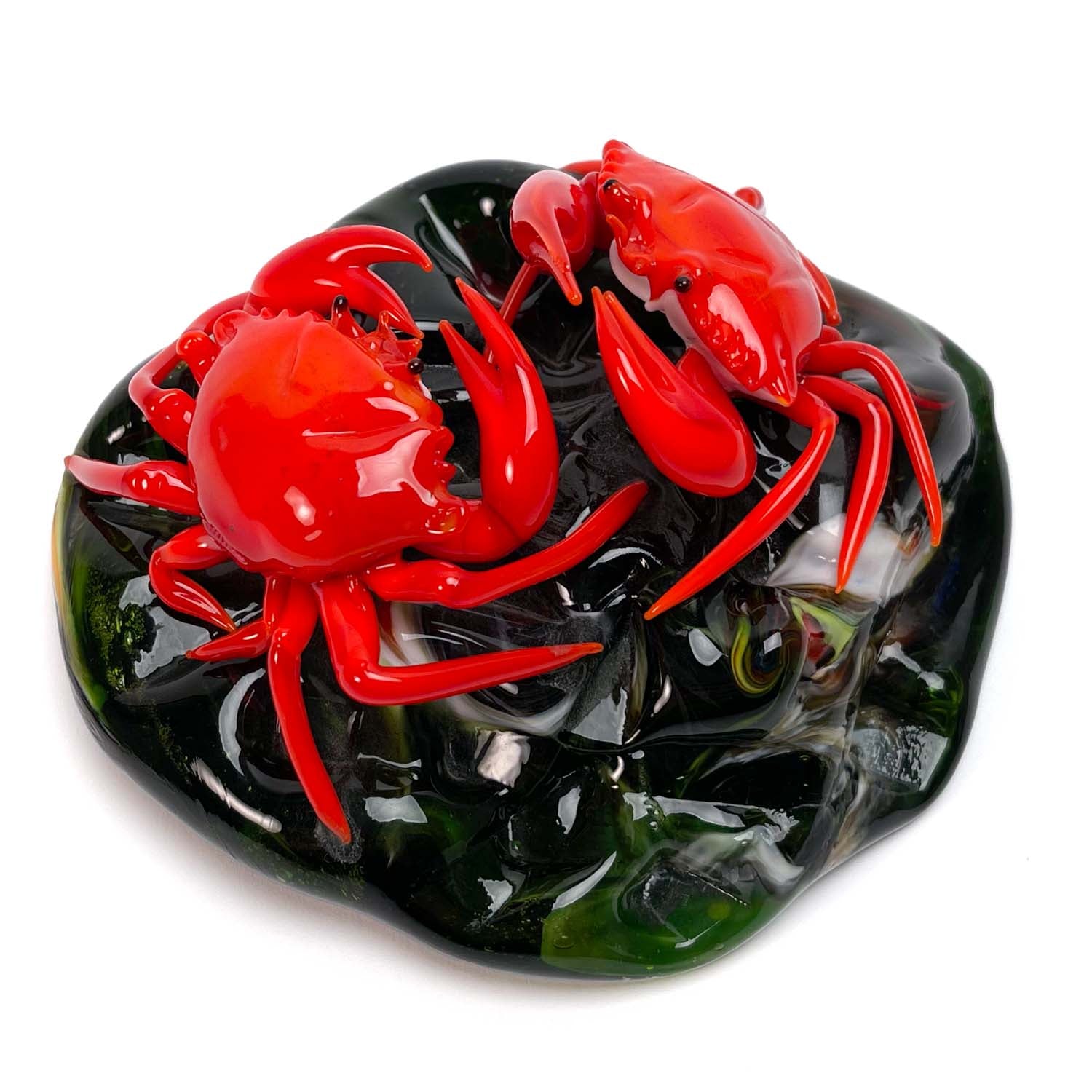 Crabes rouges sur le rocher - Verre de Murano