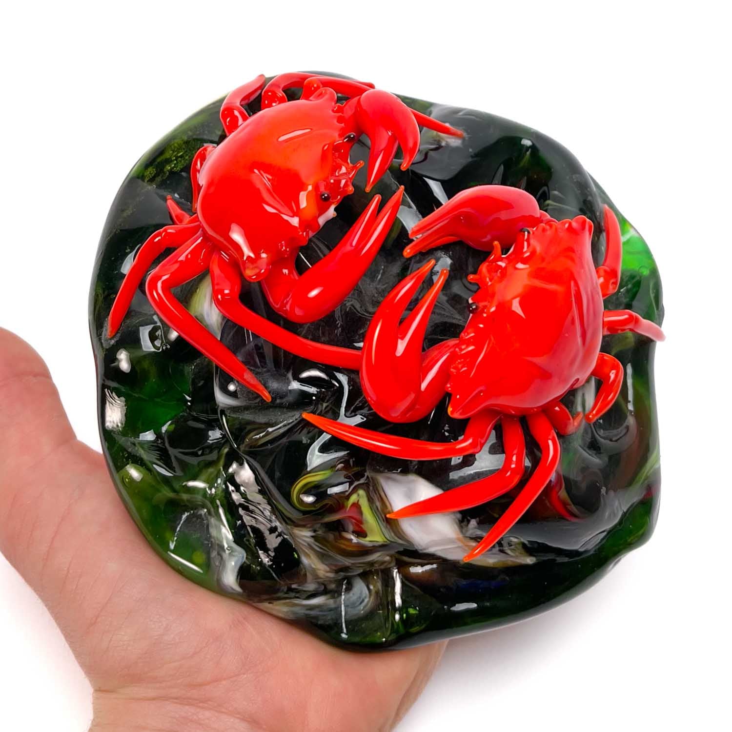 Red Crabs on the Rock - Murano Glass