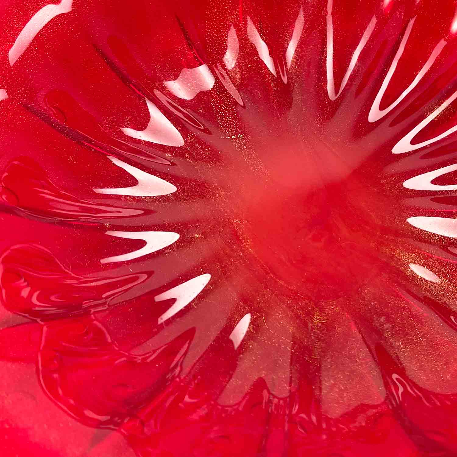 Red Plate - Centerpiece - Murano Glass - Gold Leaf