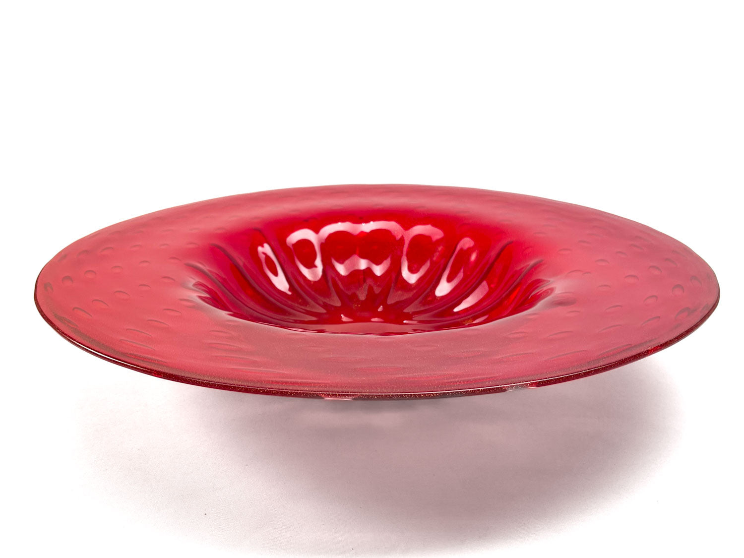 Assiette Rouge - Centre de Table - Verre de Murano - Feuille d'Or