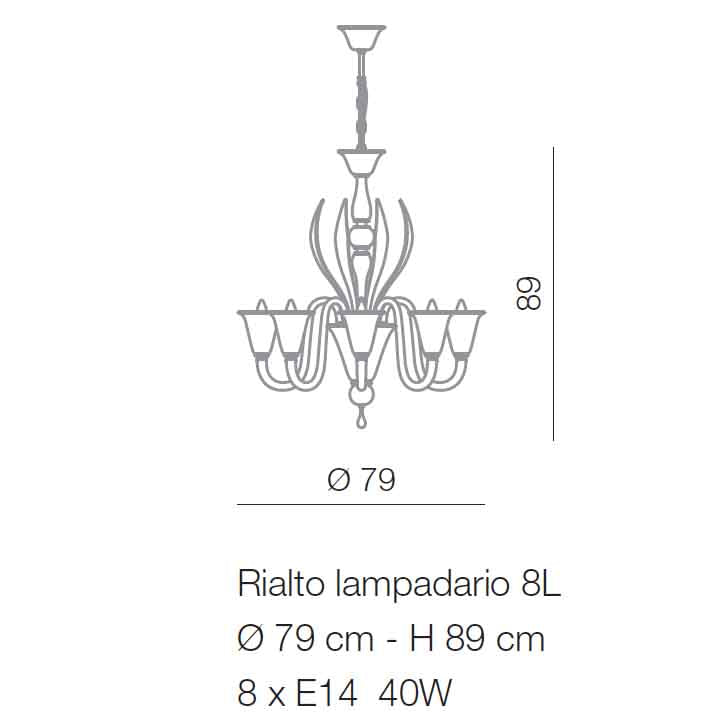 Lustre en verre de Murano - Série Rialto - 8 lumières