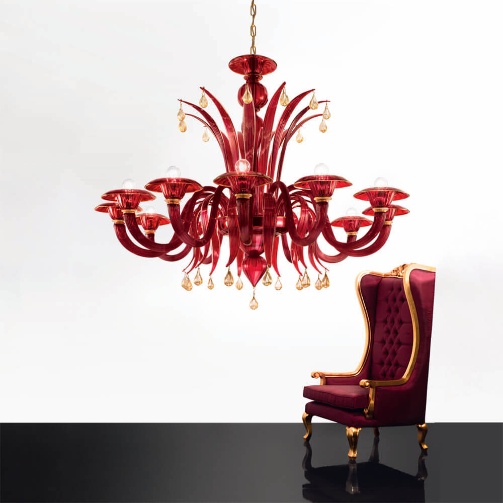 Iris 6 lights chandelier- Murano Glass Lighting