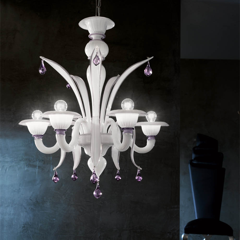 Iris 6 lights chandelier- Murano Glass Lighting