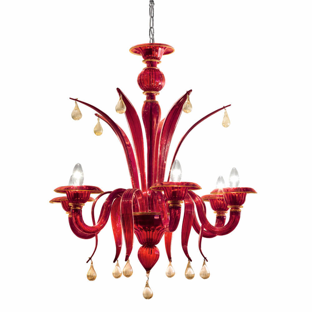 Iris 6 lights chandelier- Murano Glass Lighting