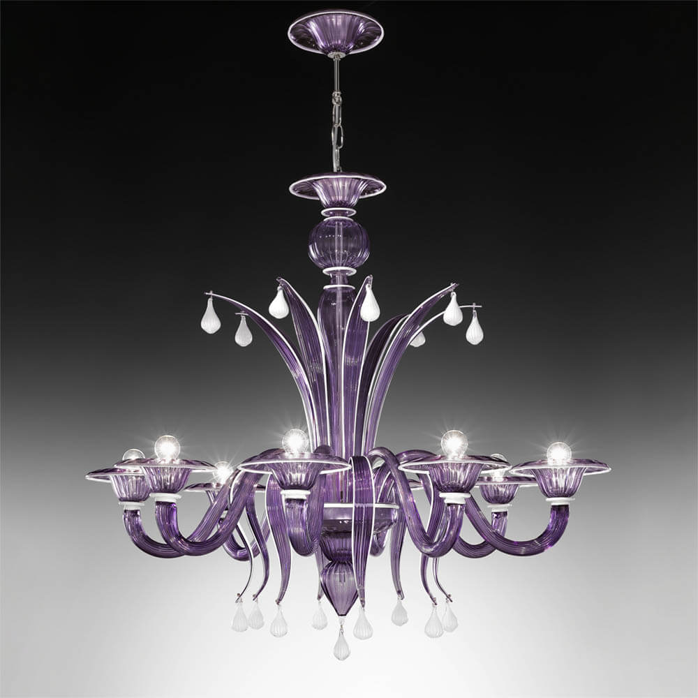 Iris 6 lights chandelier- Murano Glass Lighting