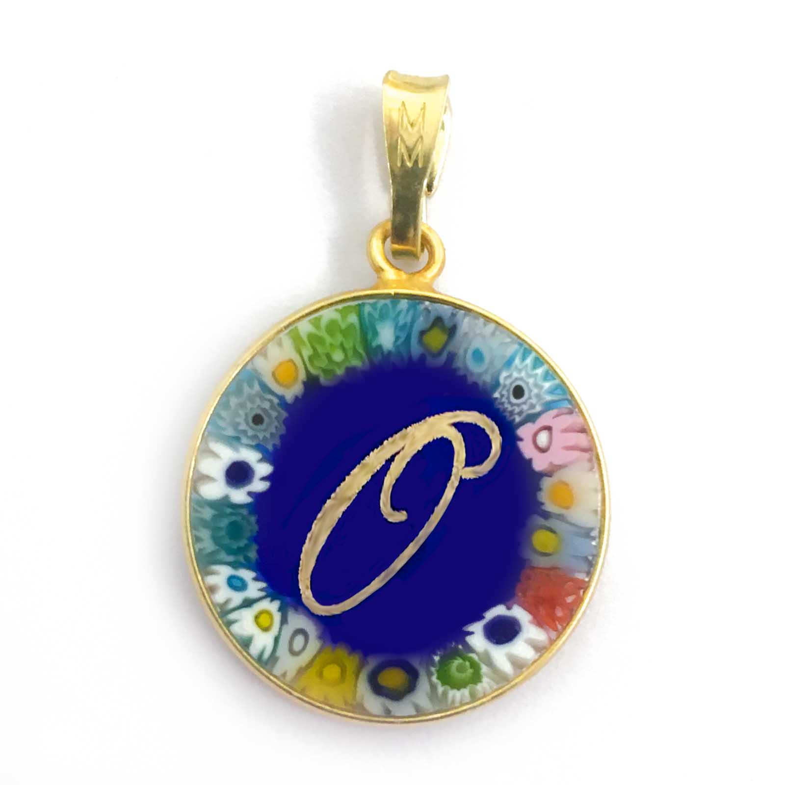 Murrina glass pendant with initial