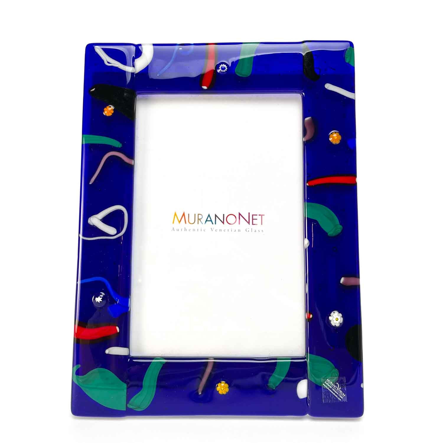 Mirò Blue Picture Frame - Murano Glass