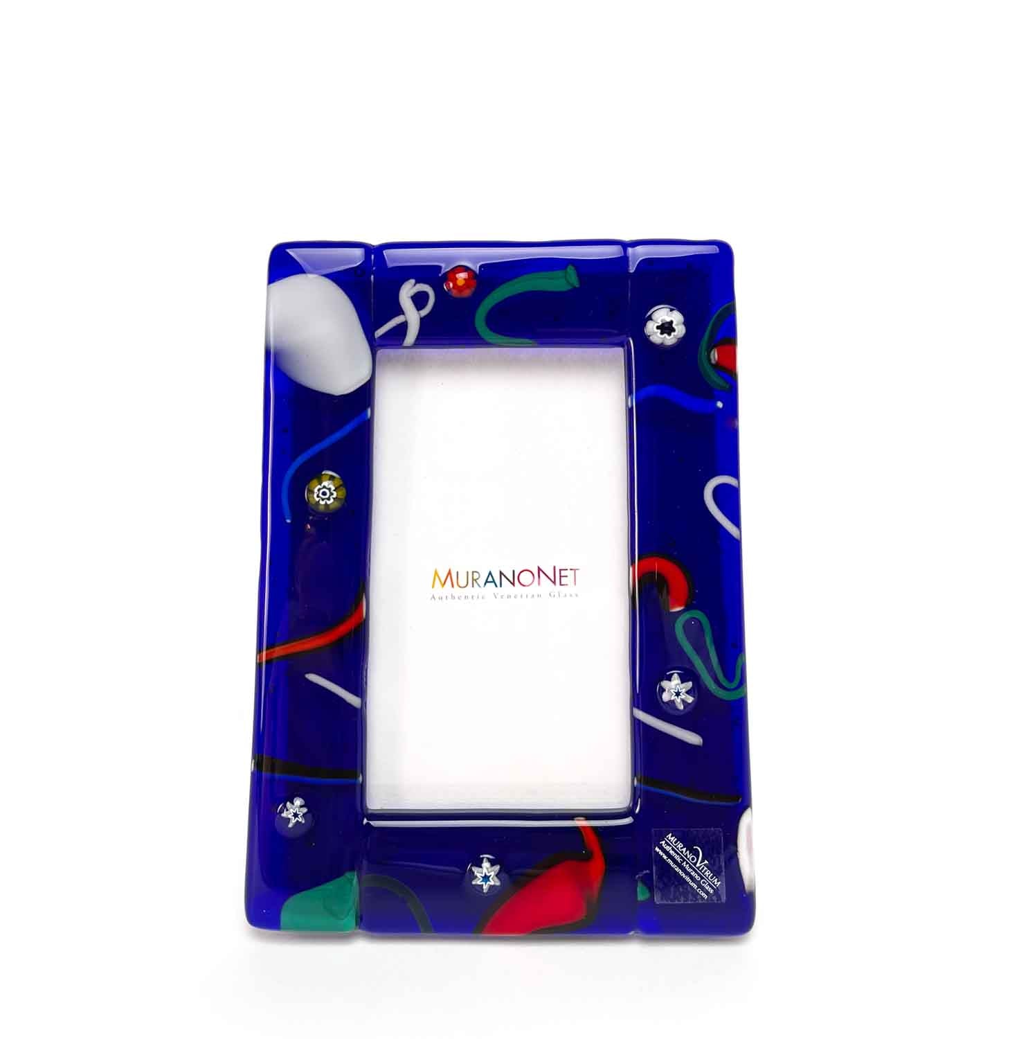 Mirò Blue Picture Frame - Murano Glass