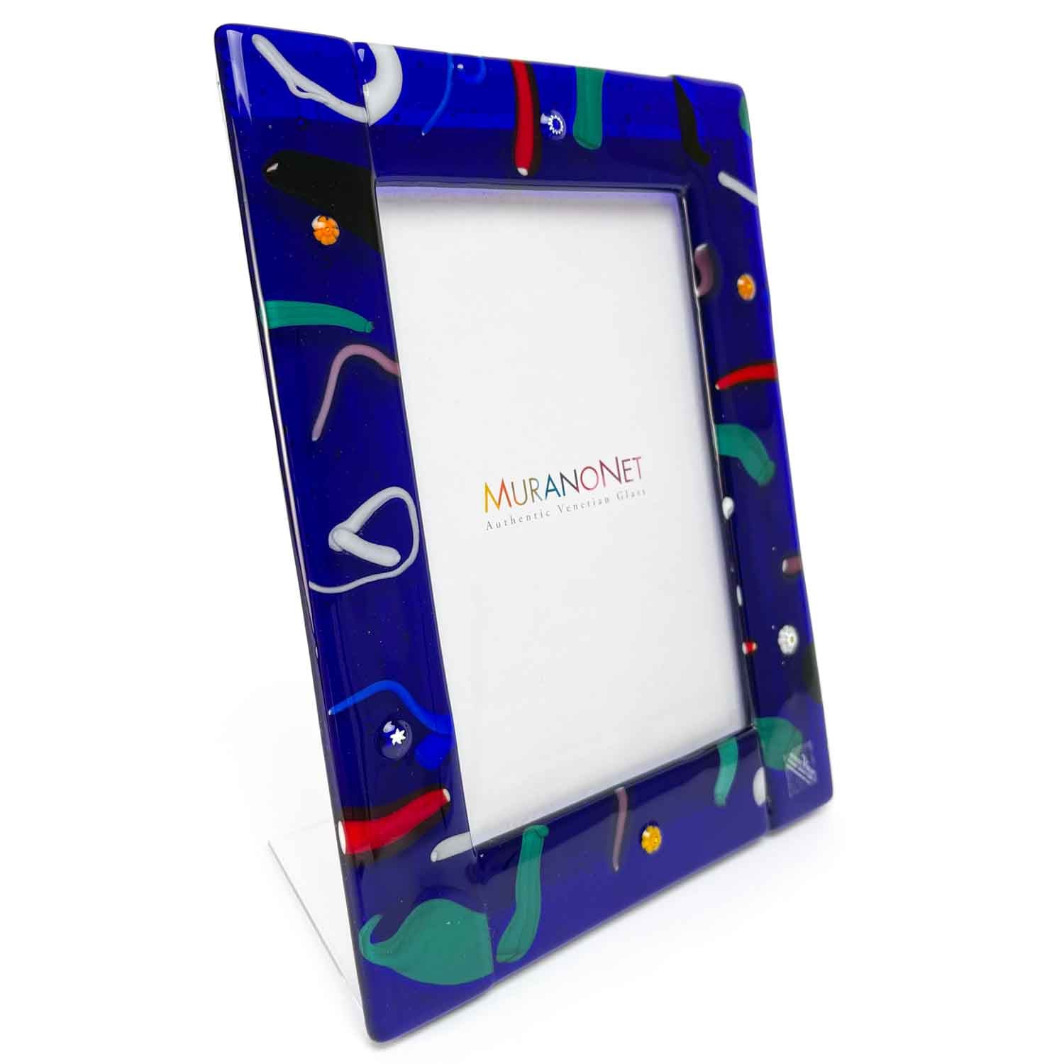 Mirò Blue Picture Frame - Murano Glass