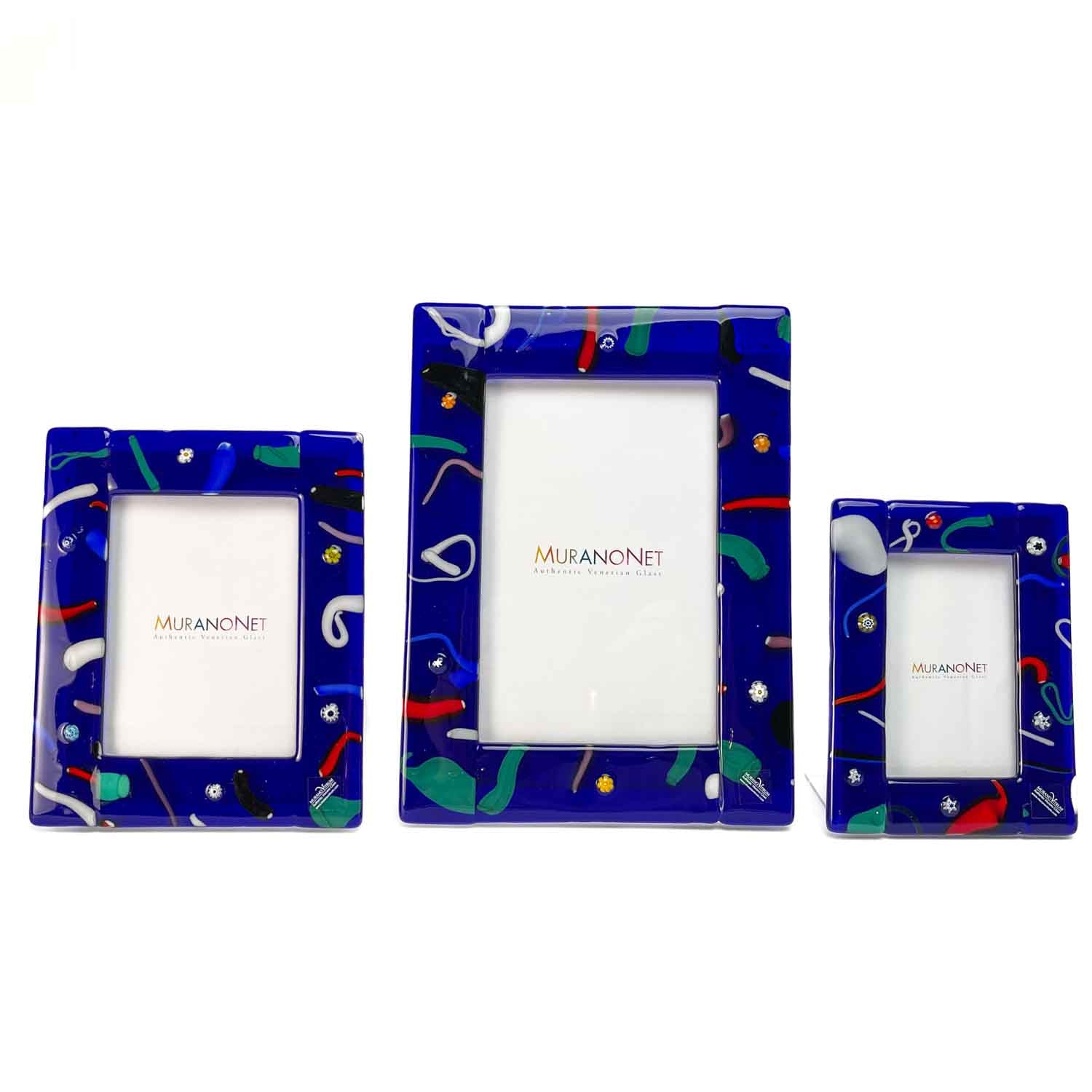 Mirò Blue Picture Frame - Murano Glass