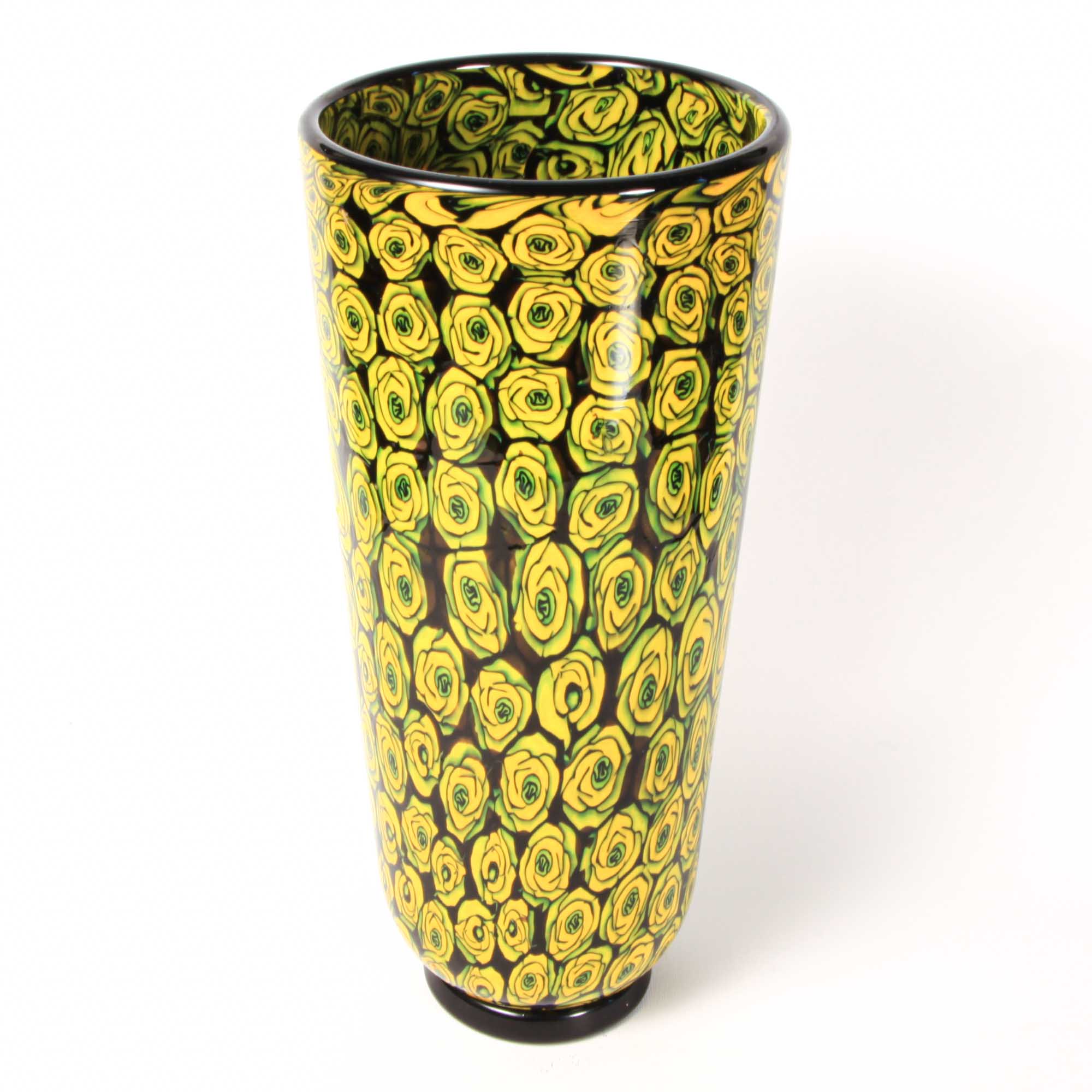 Yellow and black vase by Vittorio Ferro