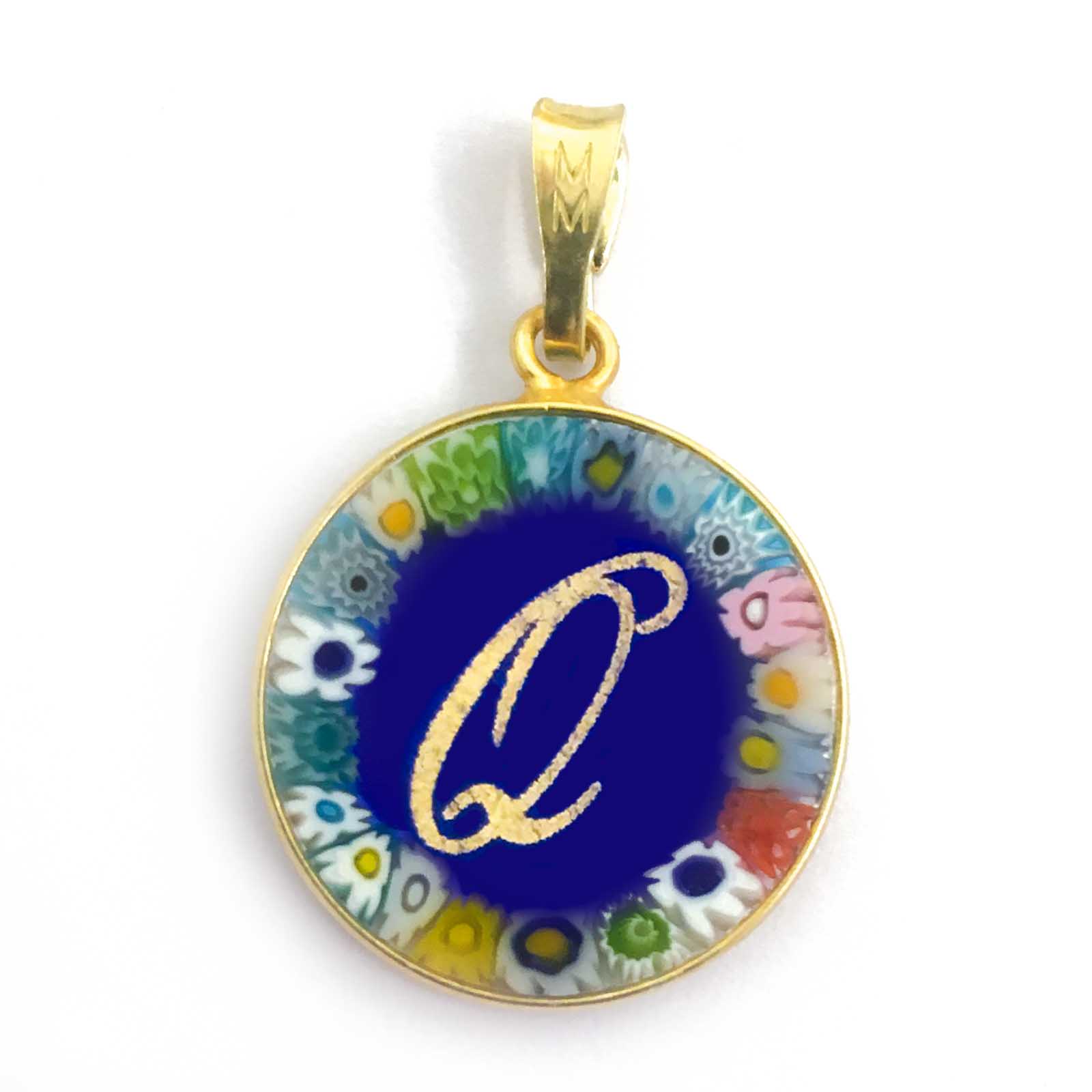 Murrina glass pendant with initial