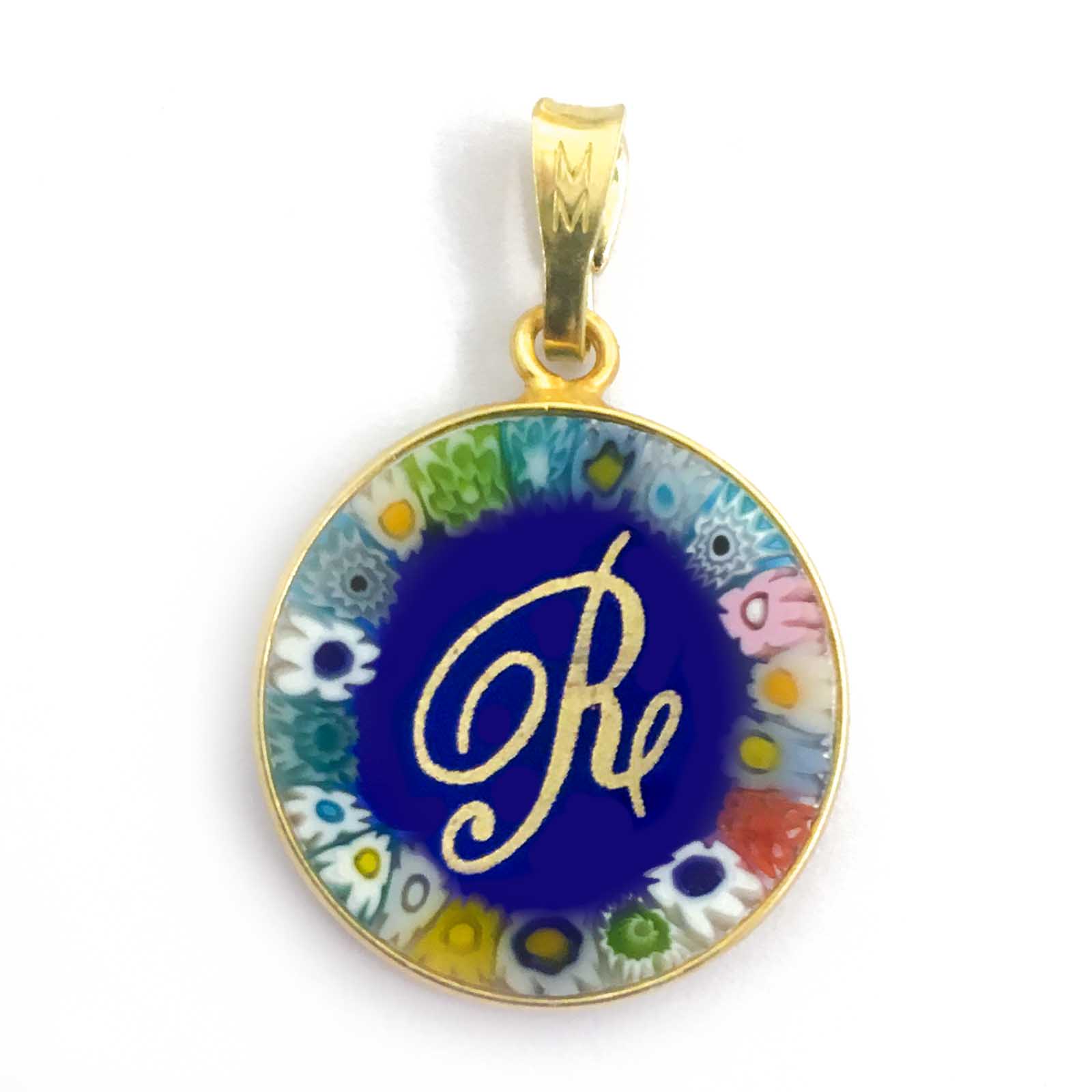 Murrina glass pendant with initial