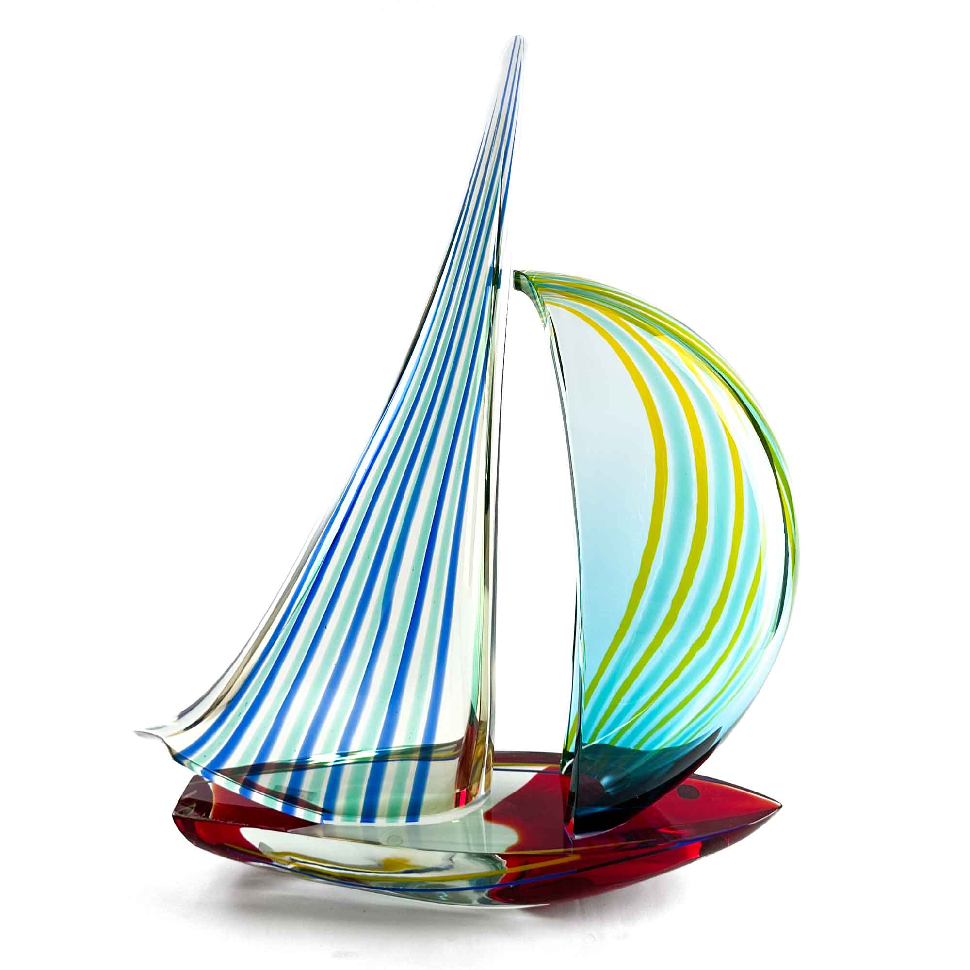 Sailboat with striped sails | Murano Glass