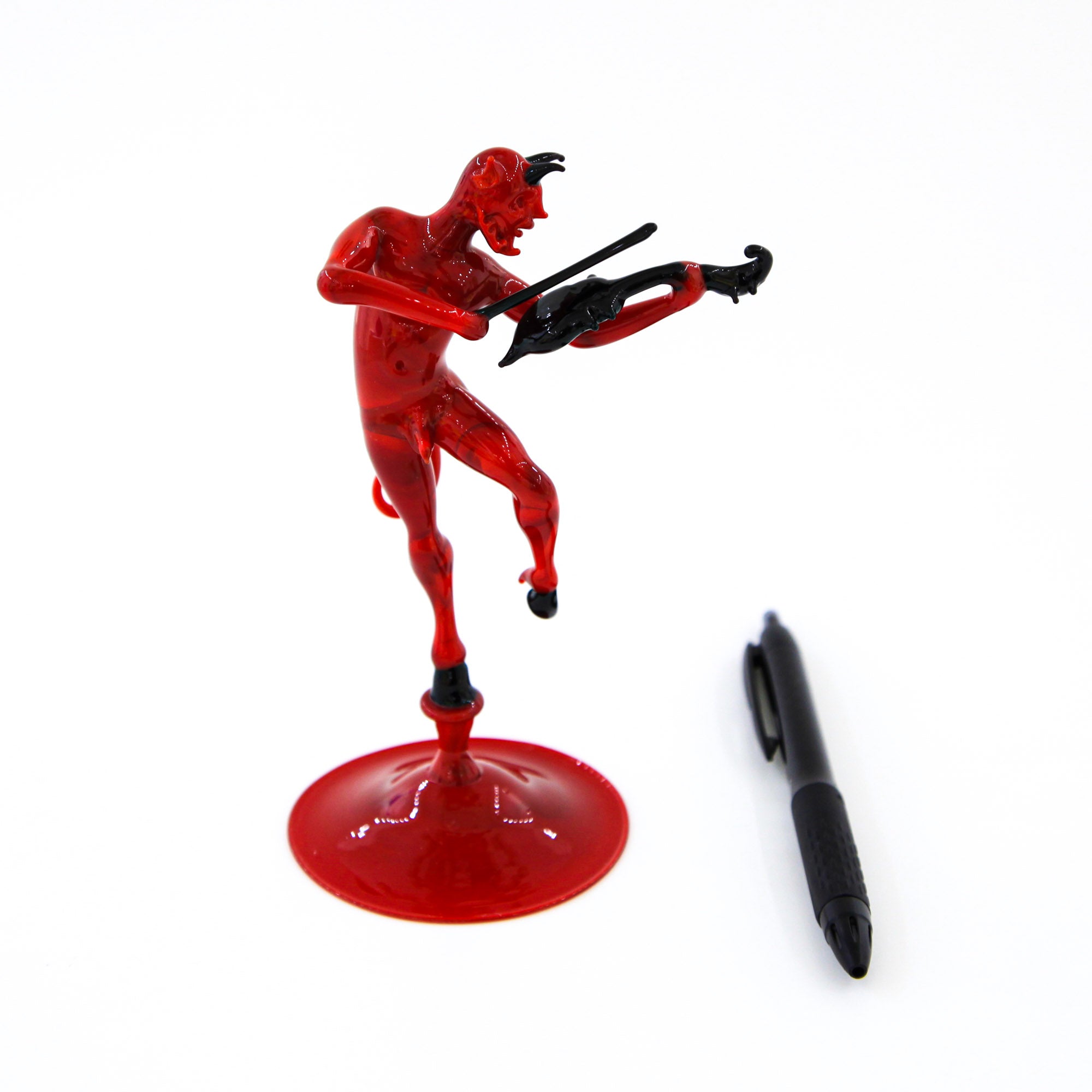 Red devil with violin - murano glass