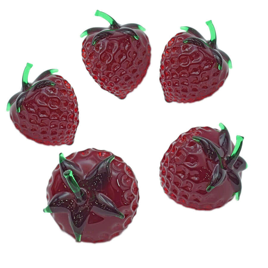 5 Glass Strawberries - big size