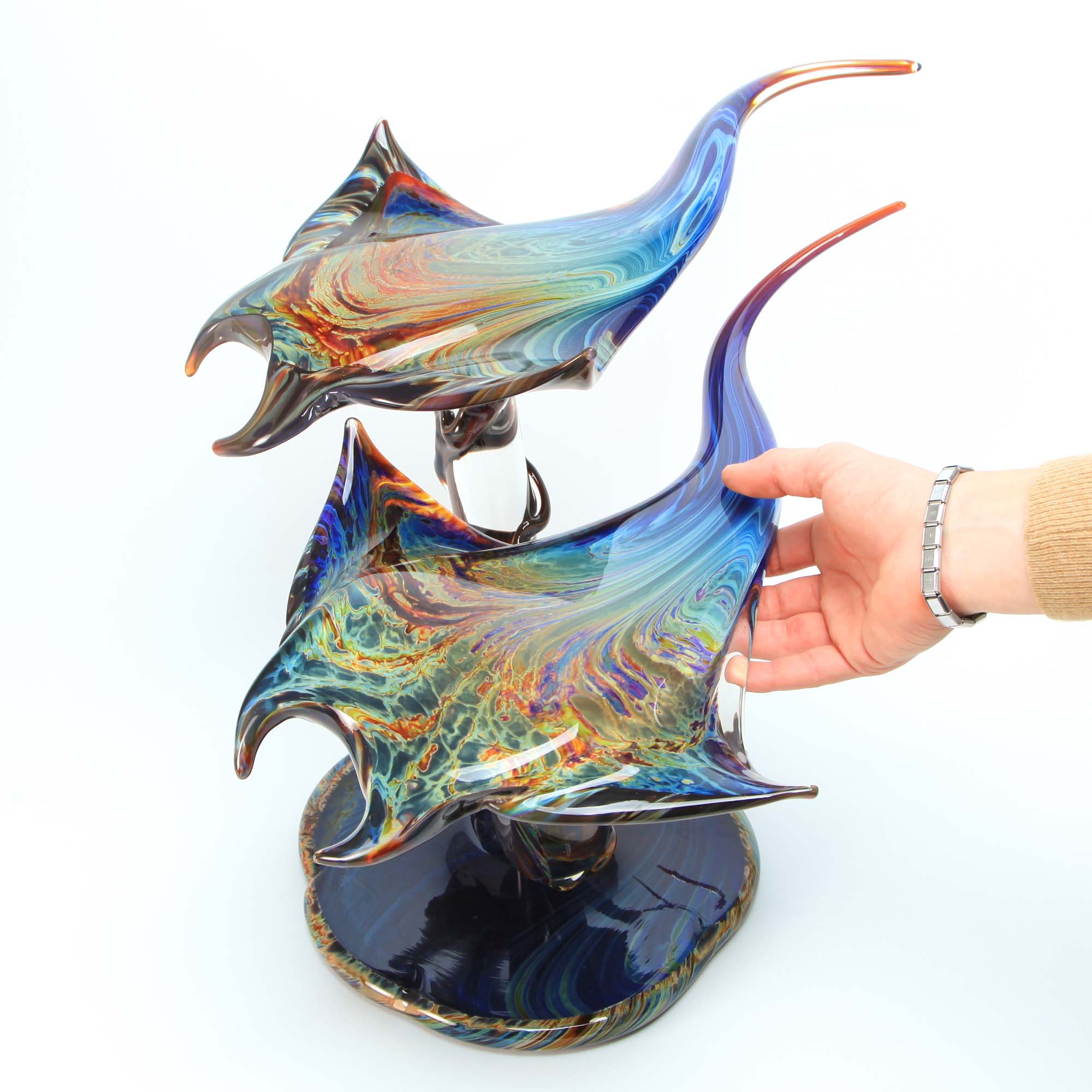 Two Murano glass Manta Rays | Authentic Murano Glass