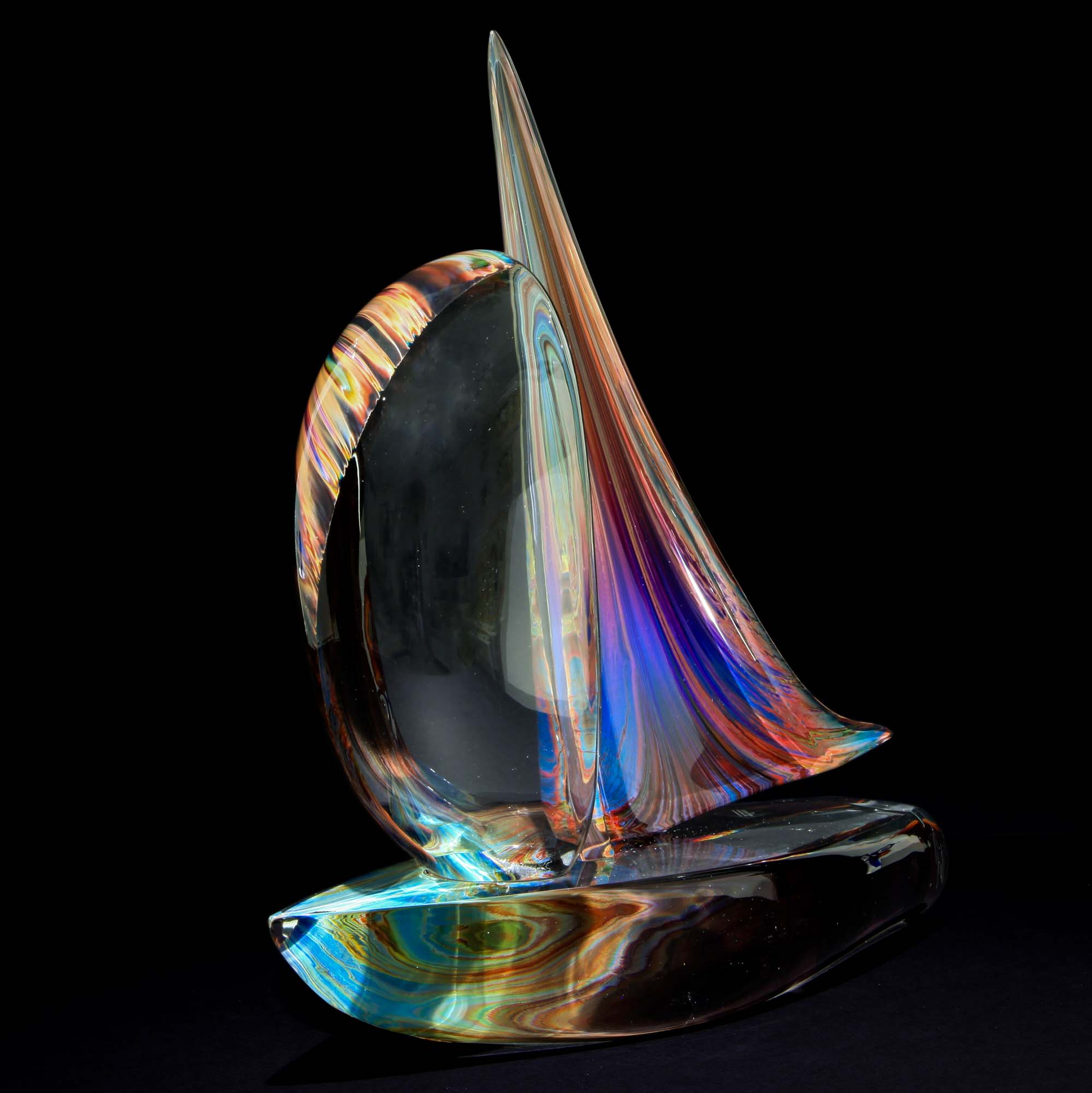 Chalcedony Sailboat Chalcedony - Murano Glass