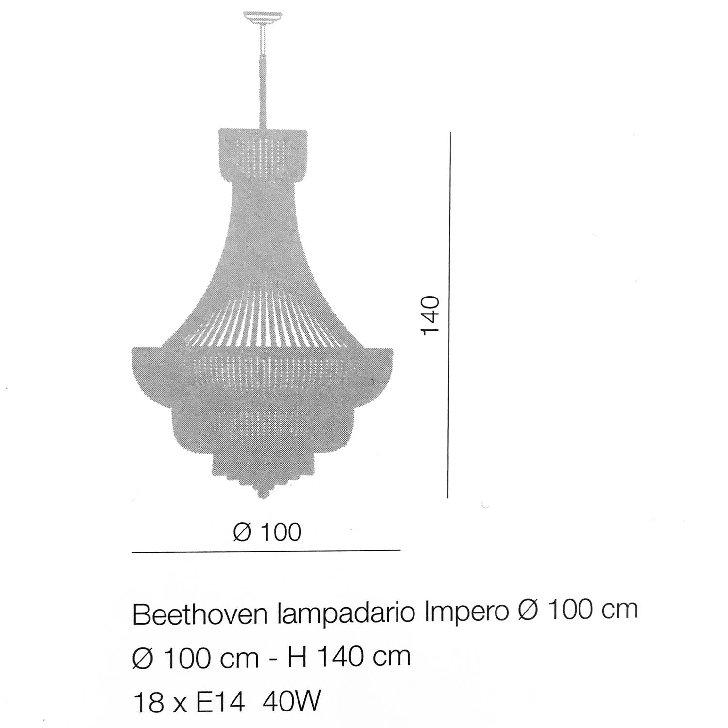 Beethoven Impero Chandelier Murano Glass 6 up to 18 lights