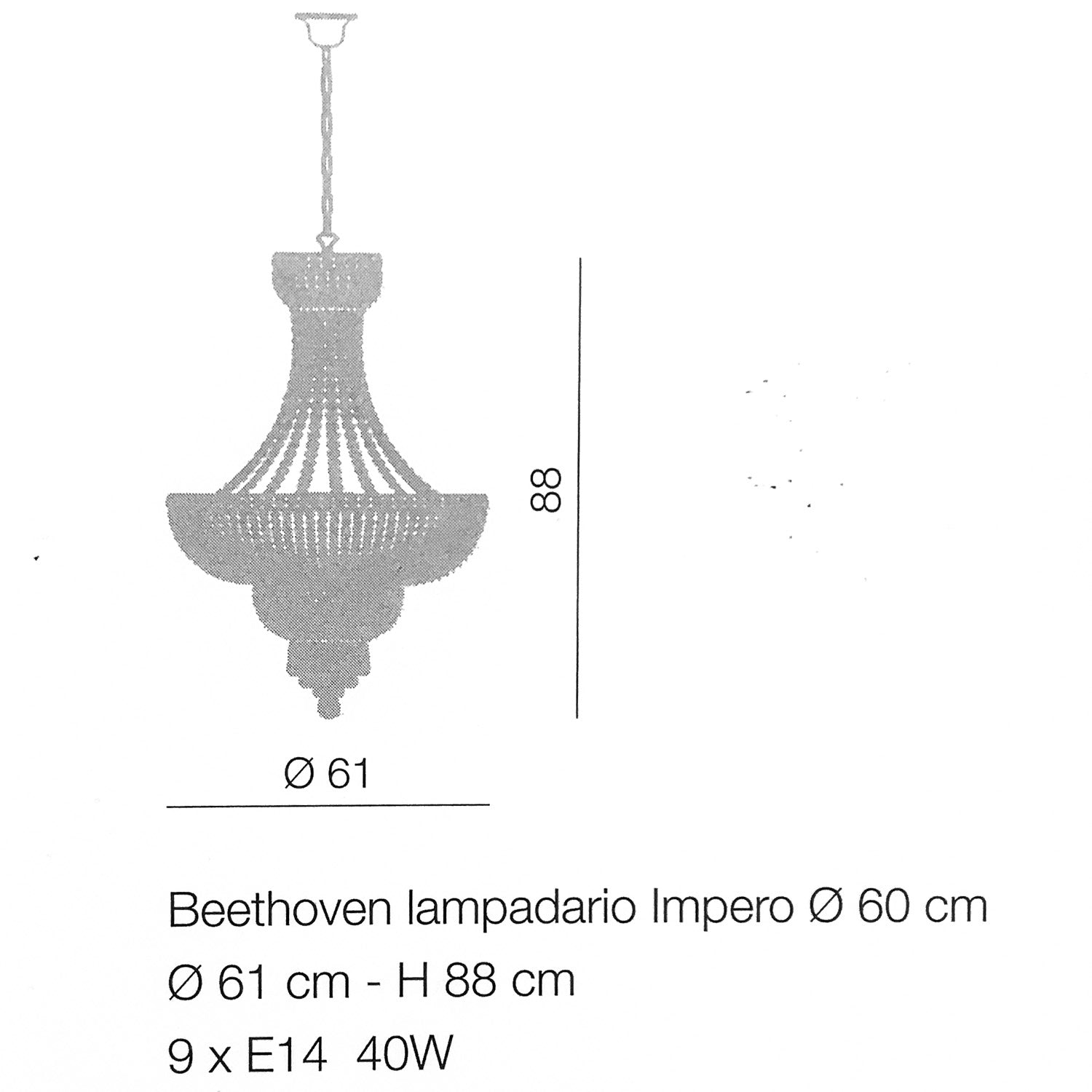 Beethoven 6 lights Impero chandelier- Murano Glass Lighting