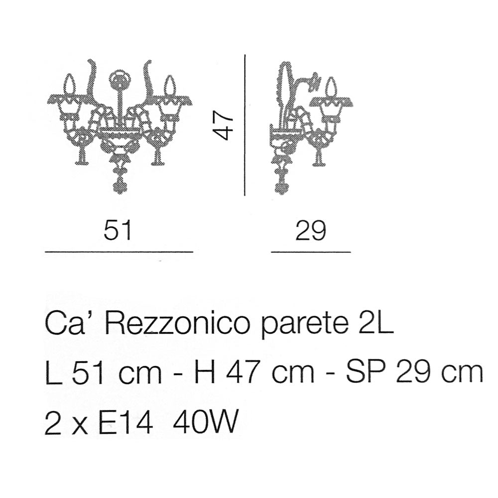 Lampada da parete Rezzonico 2 Luci