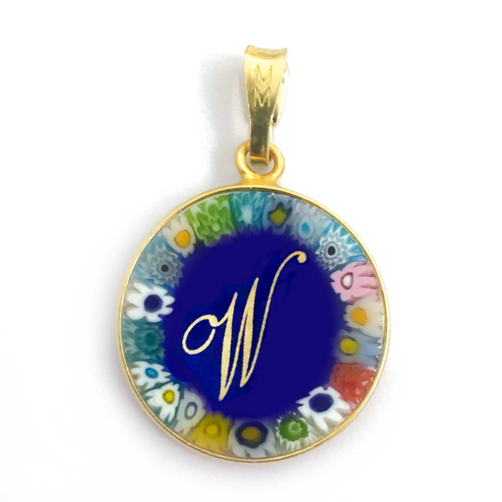 Murrina glass pendant with initial