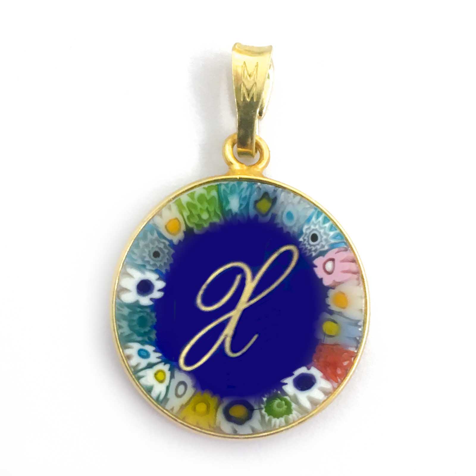 Murrina glass pendant with initial